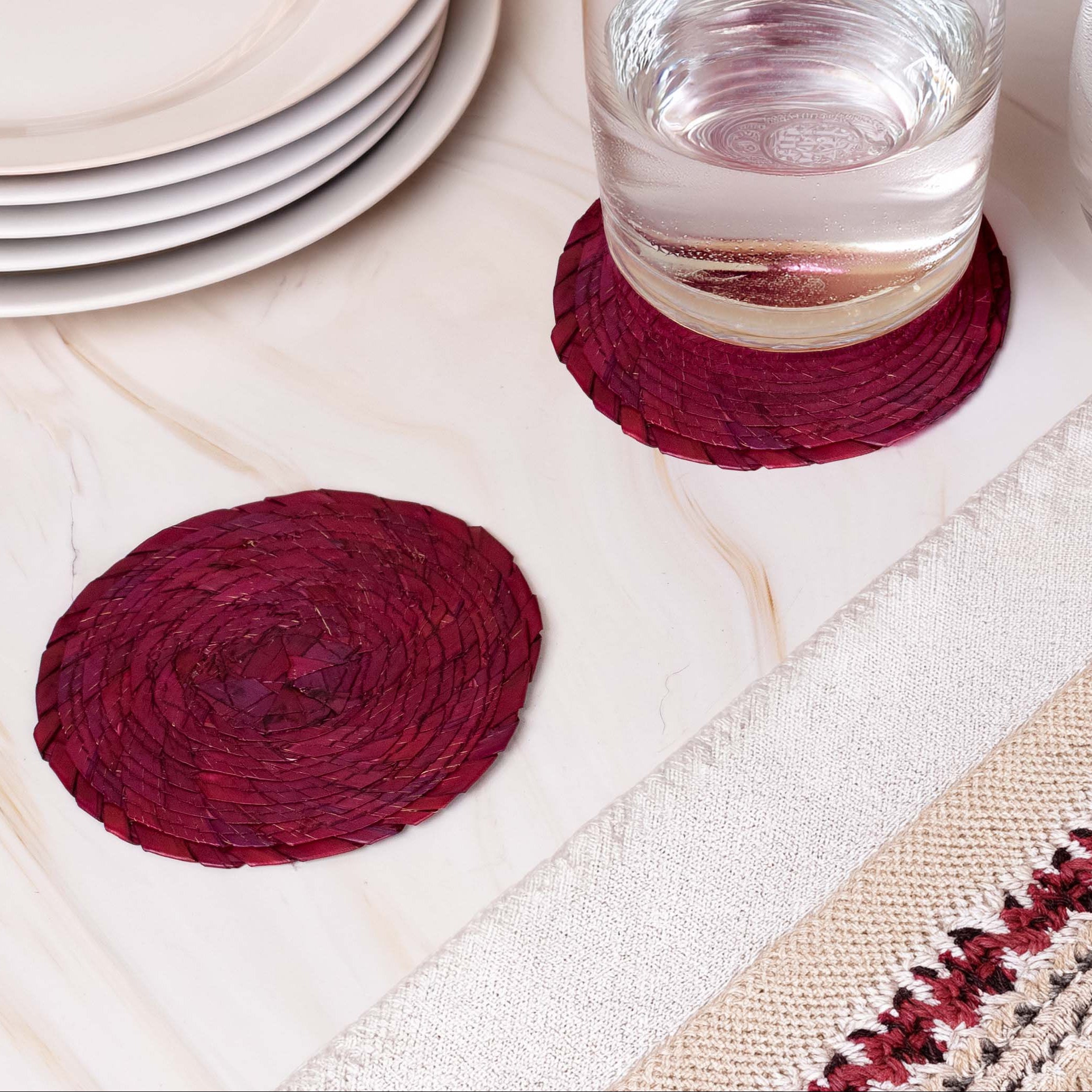 Handwoven Natural Palm Coasters