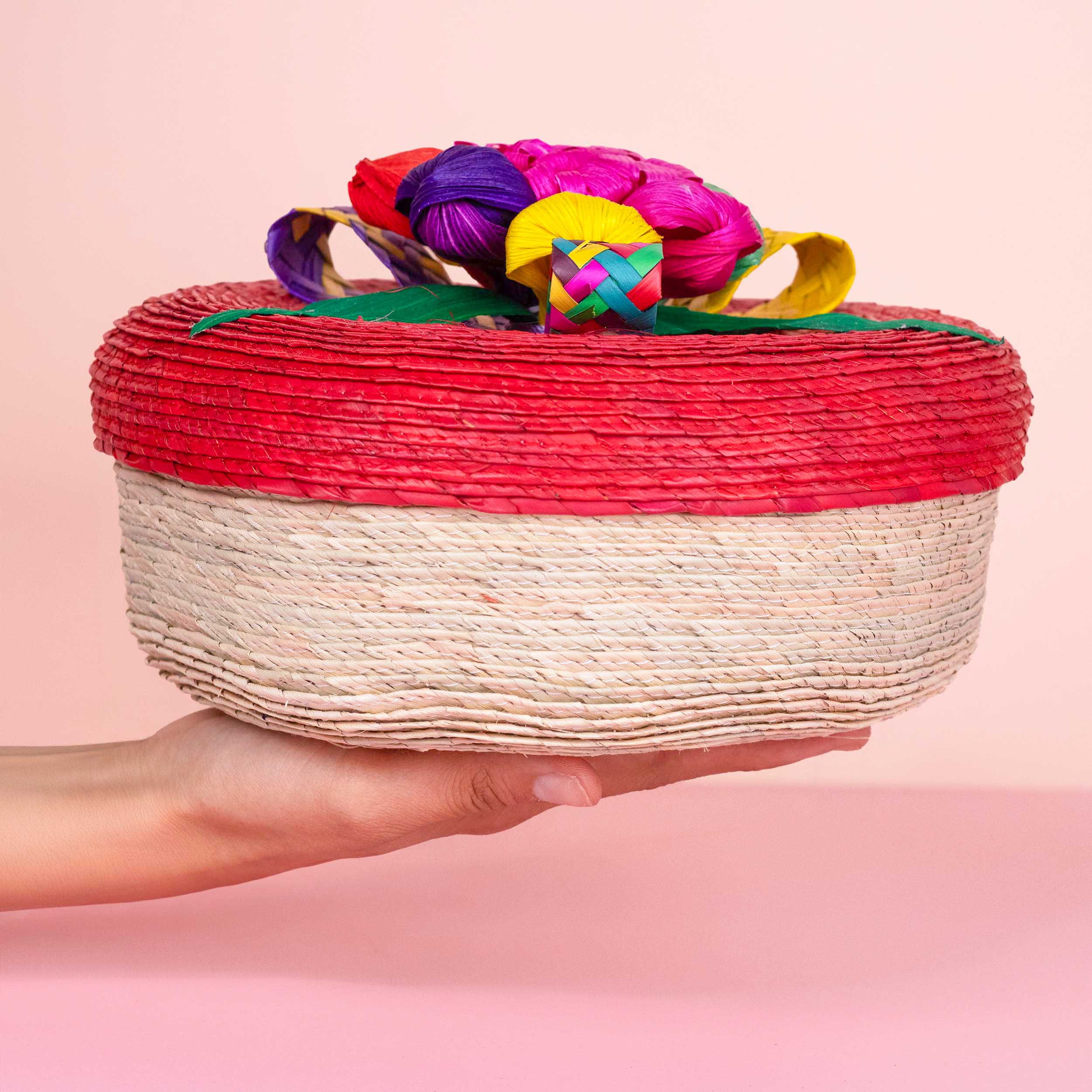 Palm Tortilla Basket with Flower