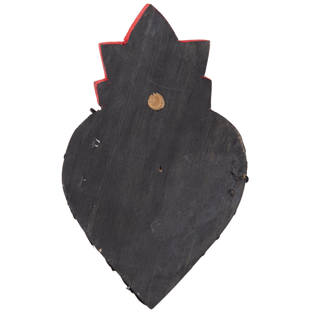 Medium Wooden Sacred Heart with Milagritos
