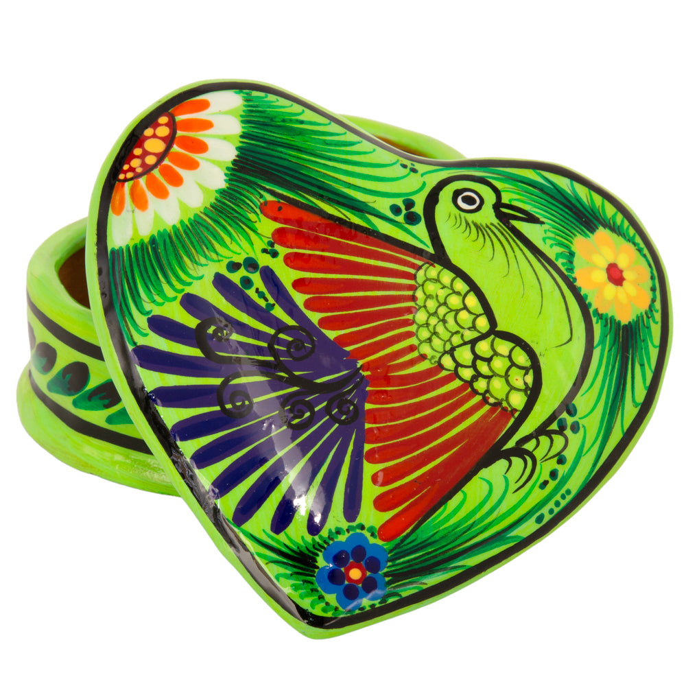 Hand-Painted Xalitla Clay Heart Trinket/Jewelry Box
