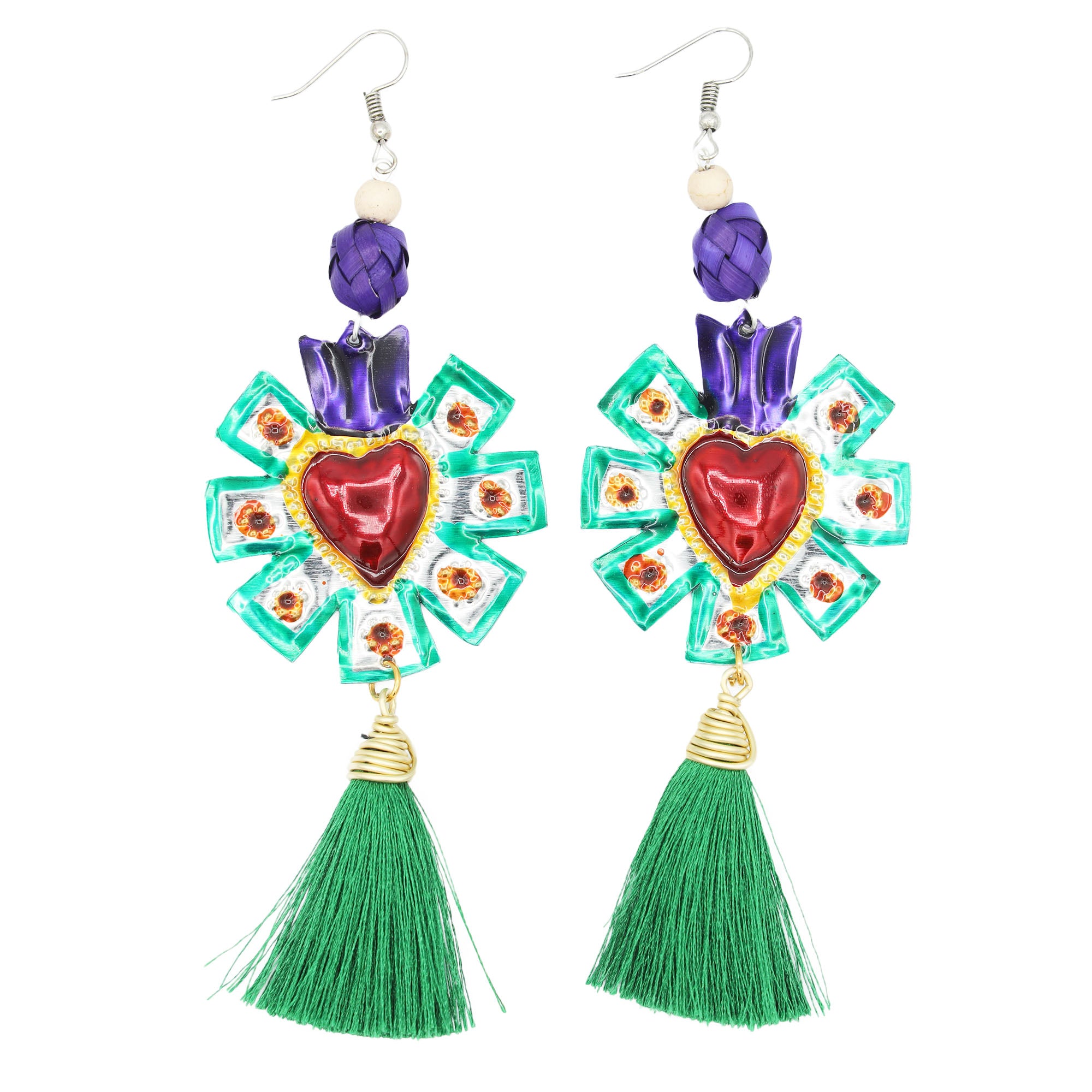 Elisa Milagro with One Tassel Mexican Statement Earrings