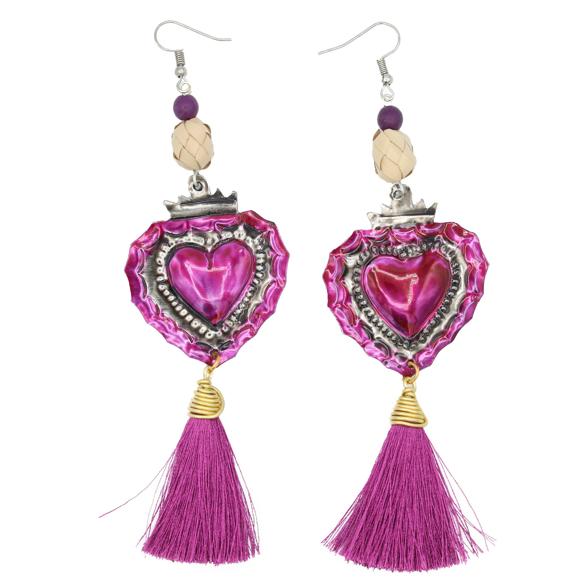 Elisa Milagro with One Tassel Mexican Statement Earrings