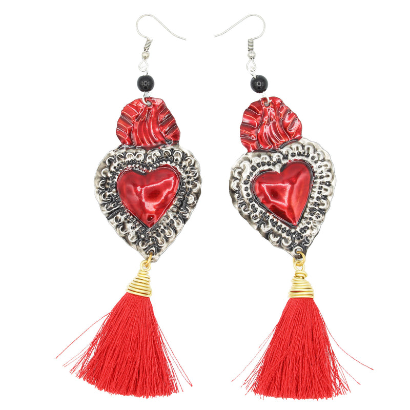 Elisa Milagro with One Tassel Mexican Statement Earrings