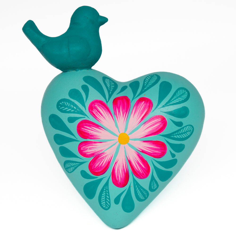 El Pajarito - Mexican Hand-Painted Hearts