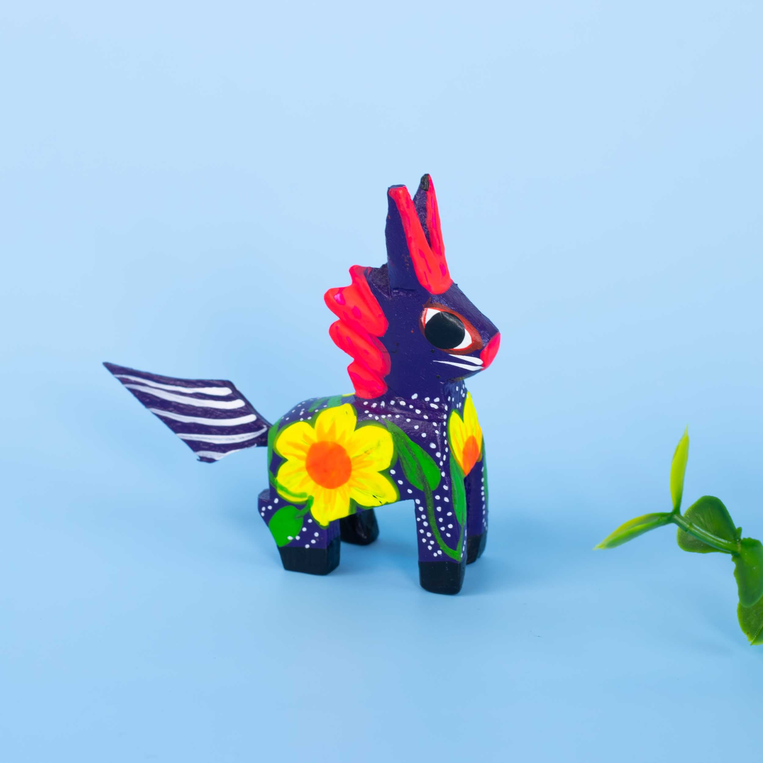 Hand Painted Donkey Wooden Figurine