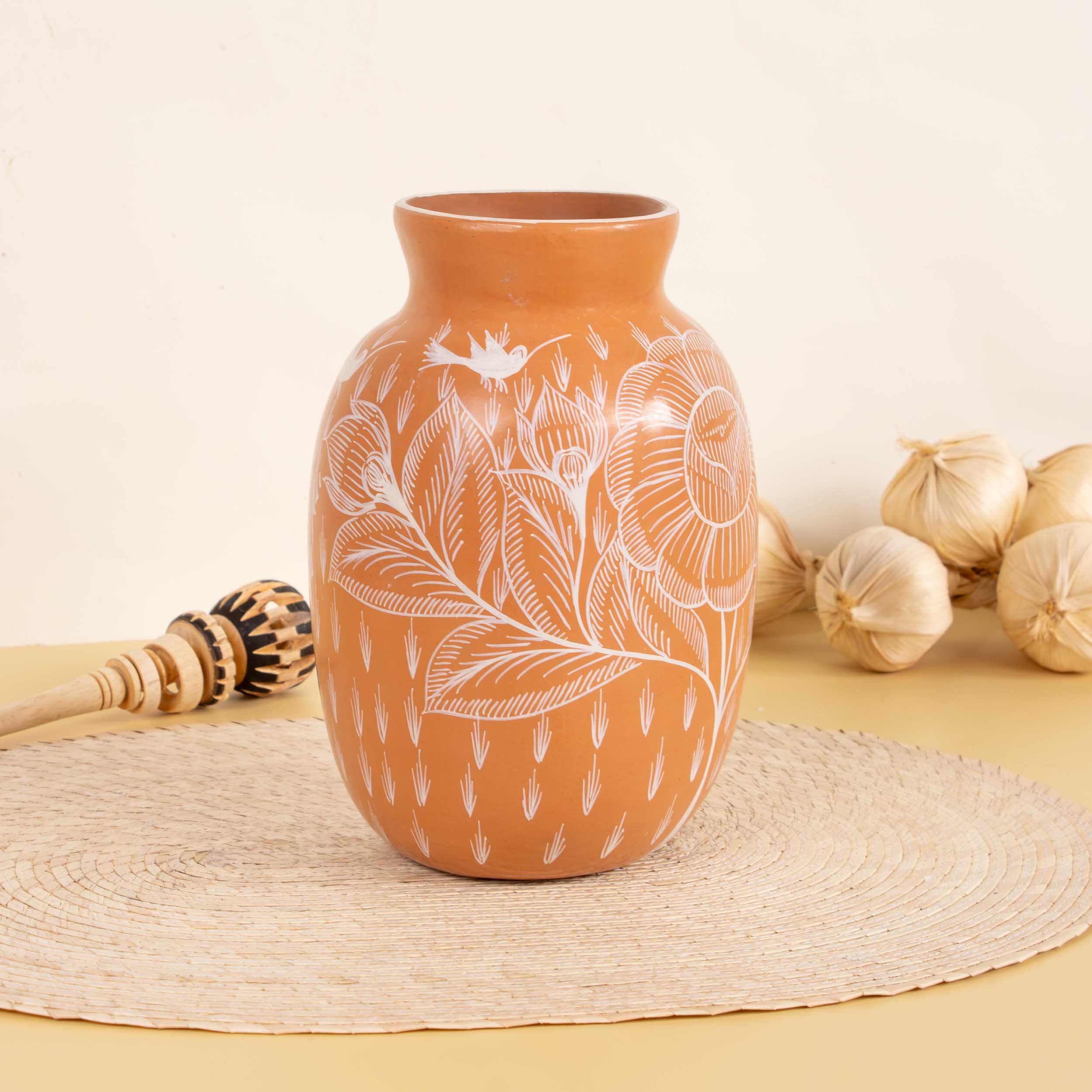 Huancito Hand-Painted Awani Conejo Floral Vase