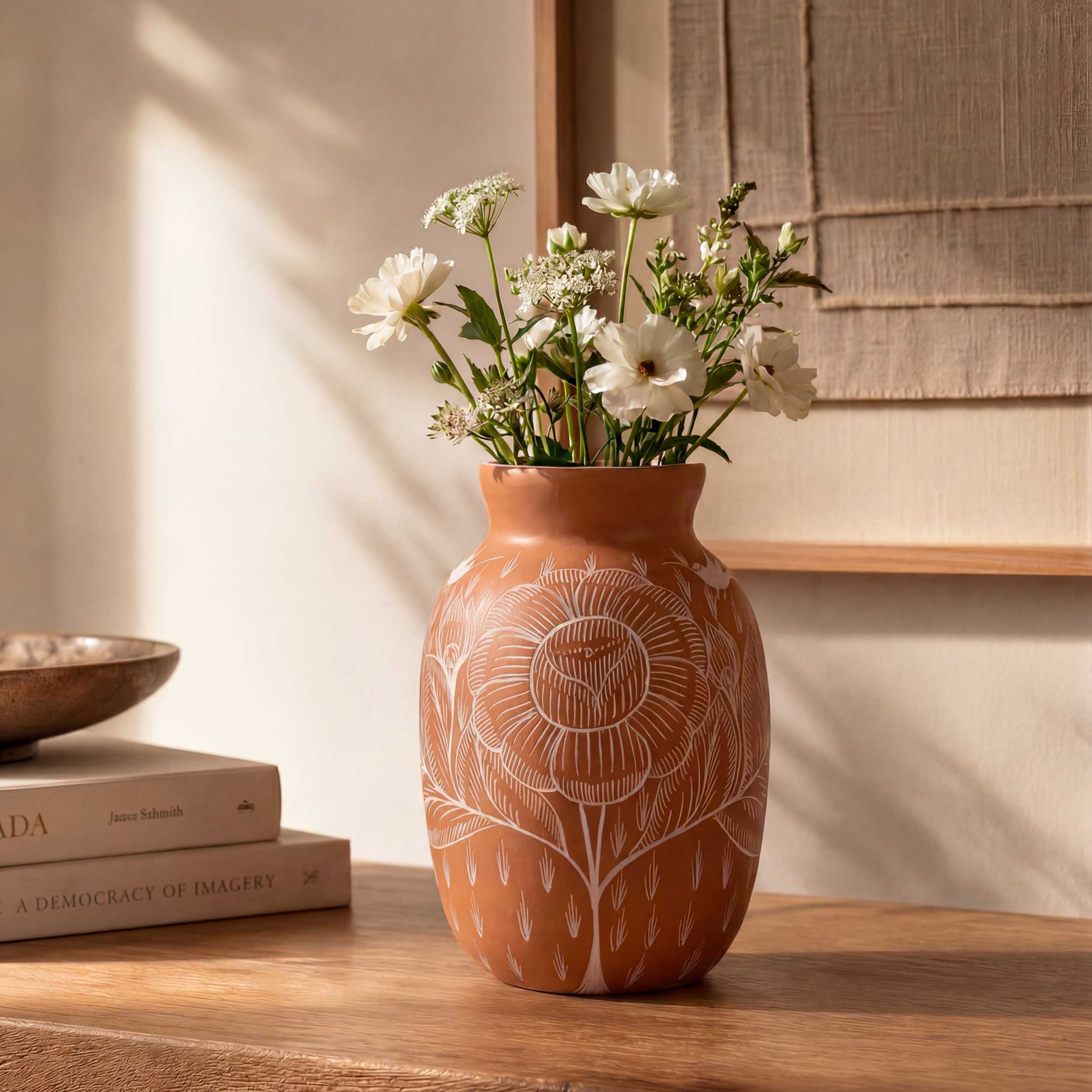 Huancito Hand-Painted Awani Conejo Floral Vase