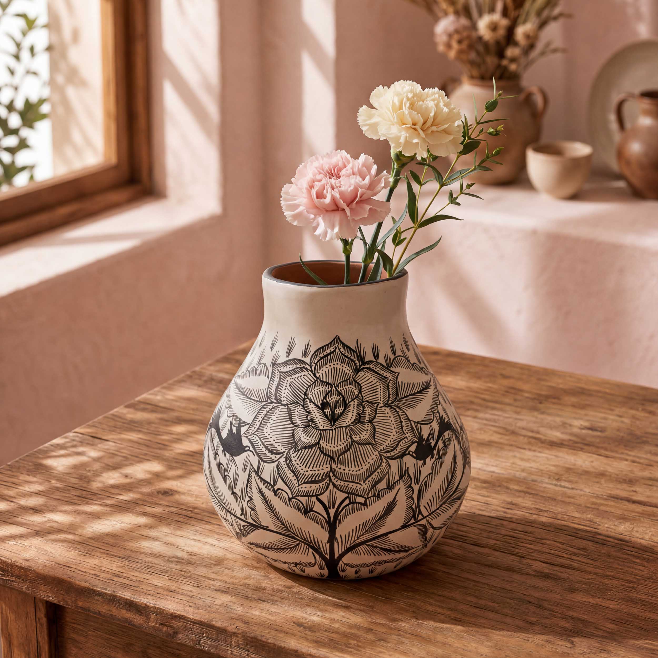 Huancito Short Round Plump Floral Vase