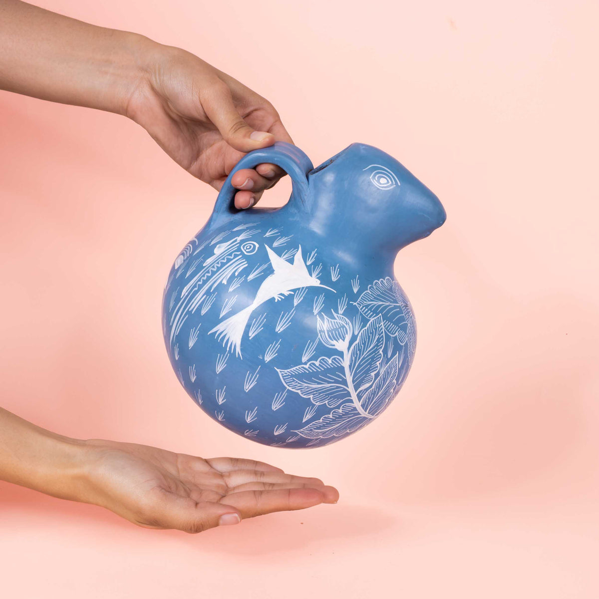 Huancito Hand-Painted Clay Bird Jug