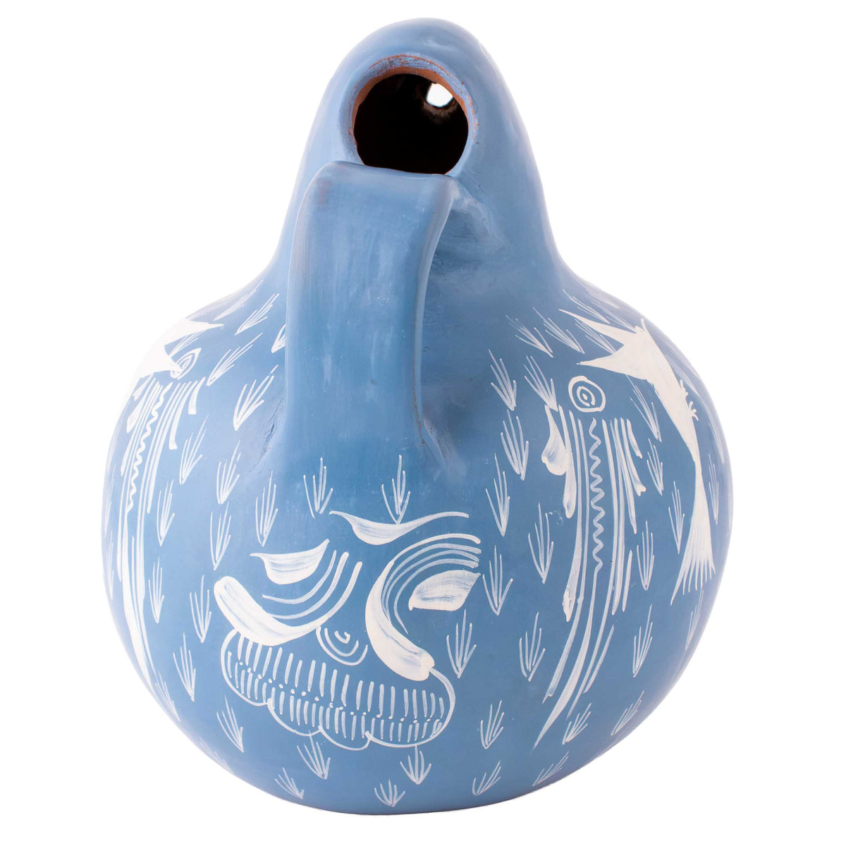 Huancito Hand-Painted Clay Bird Jug