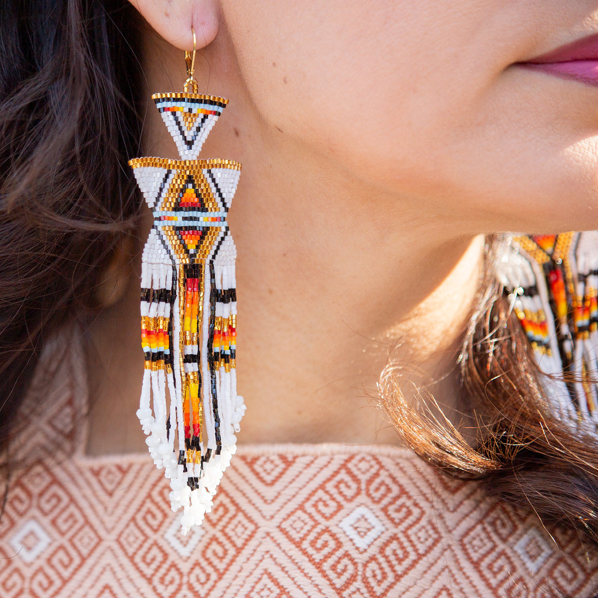 Näbia Wixárika Beaded Statement Earrings