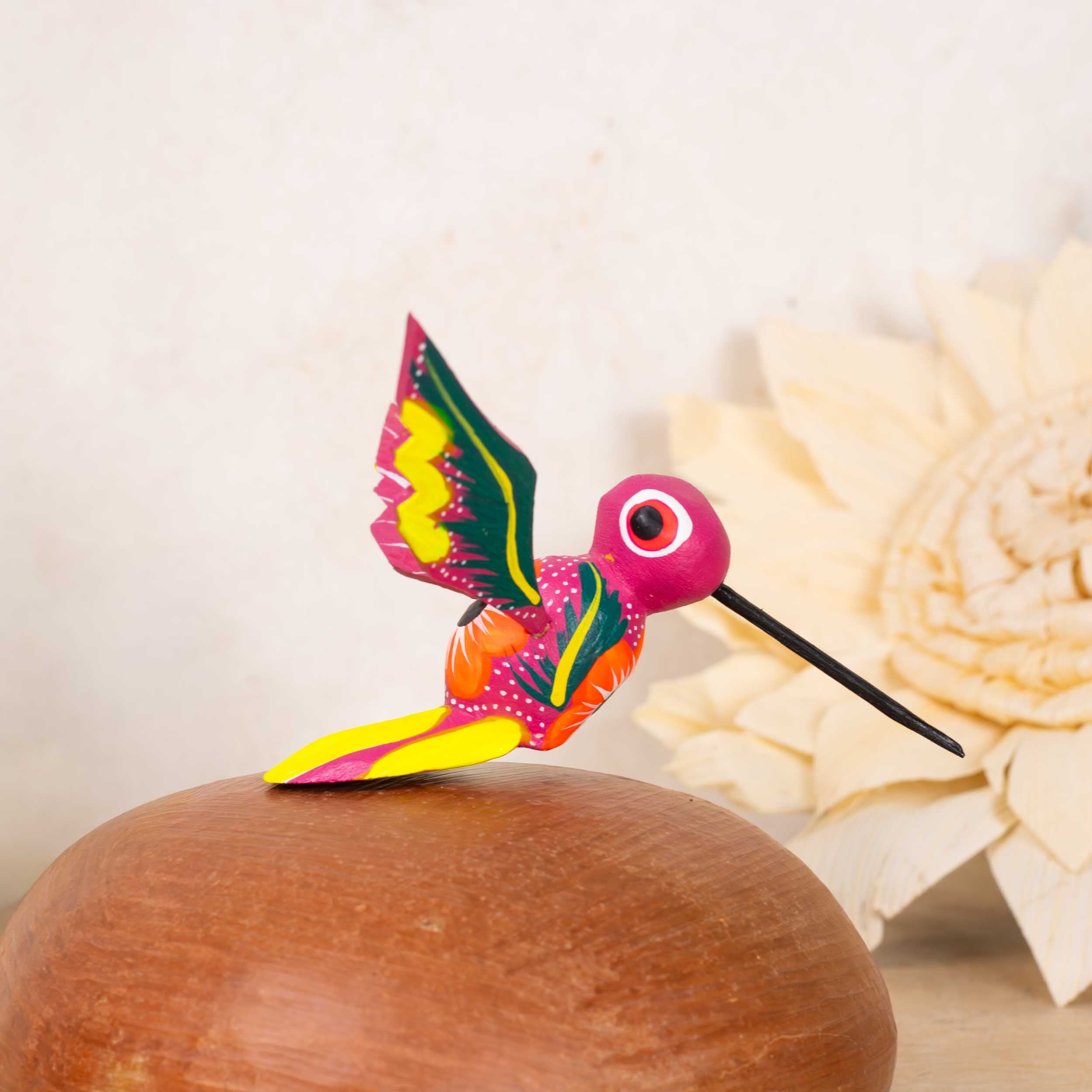 超希少 HUMMINGBIRD 154cm 美品✨ Hand Painted Hummingbird Wooden Figurine | Lolo Mexican Mercadito