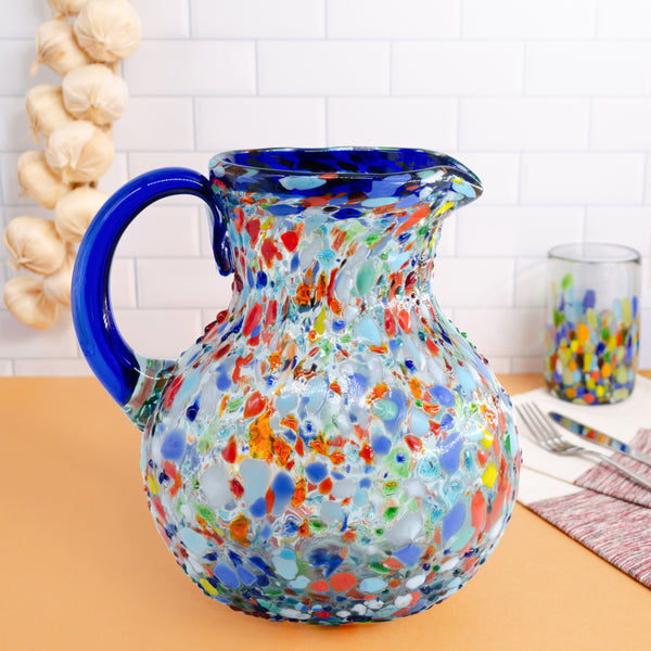 Tonalá Handblown Marbled Glass Pitcher | Lolo Mercadito
