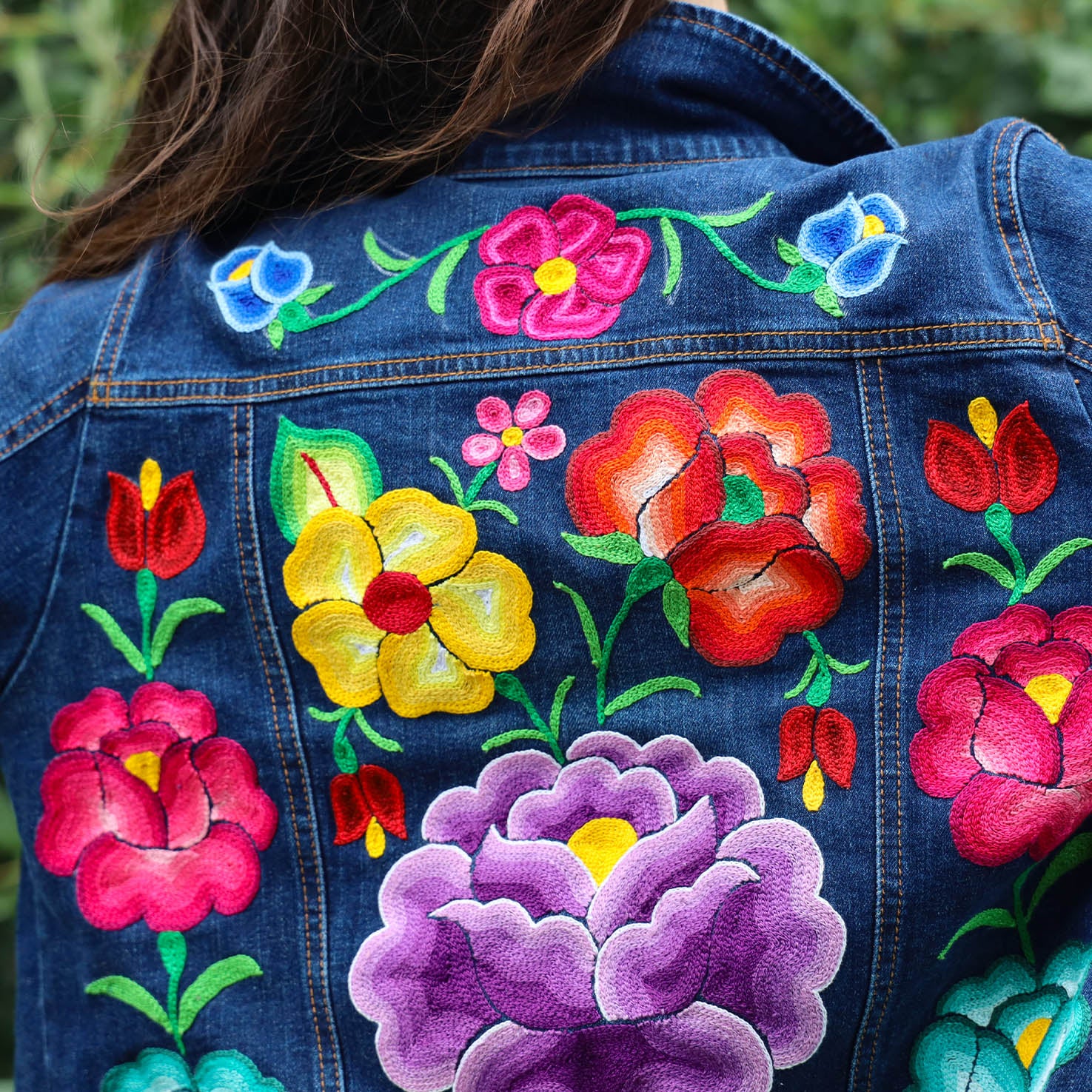 Juchitán Floral Embroidered Jean Jacket