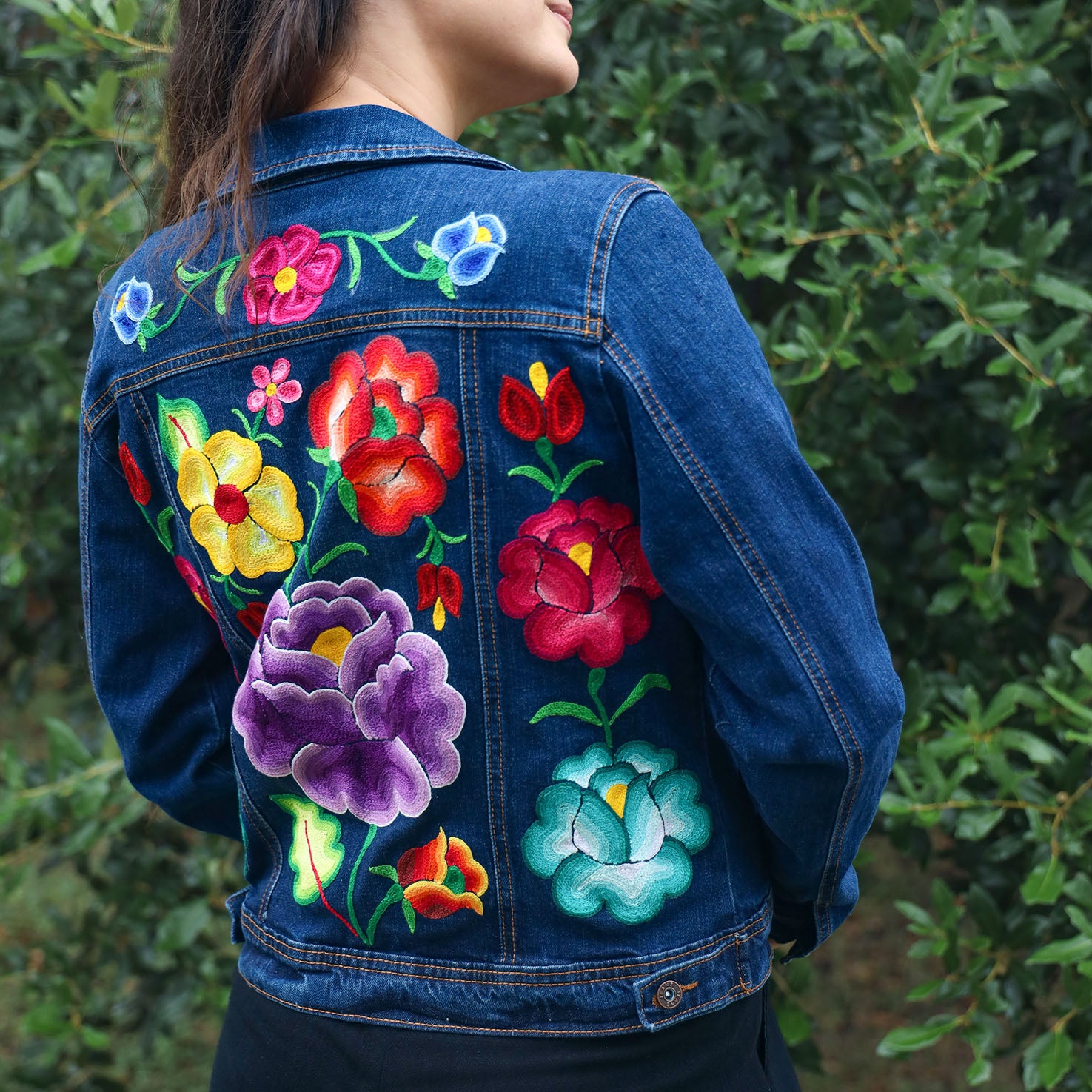 Juchitán Floral Embroidered Jean Jacket