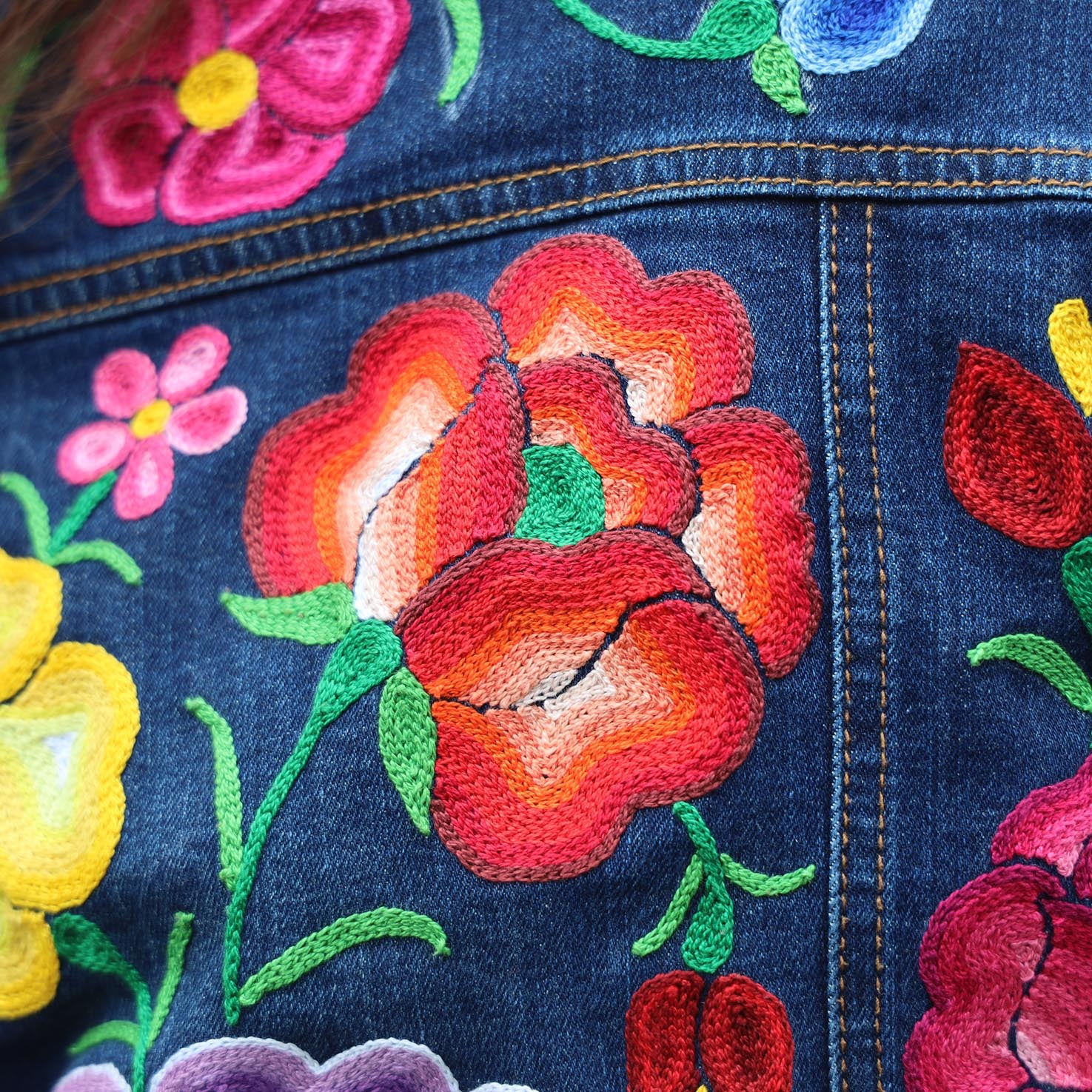 Juchitán Floral Embroidered Jean Jacket