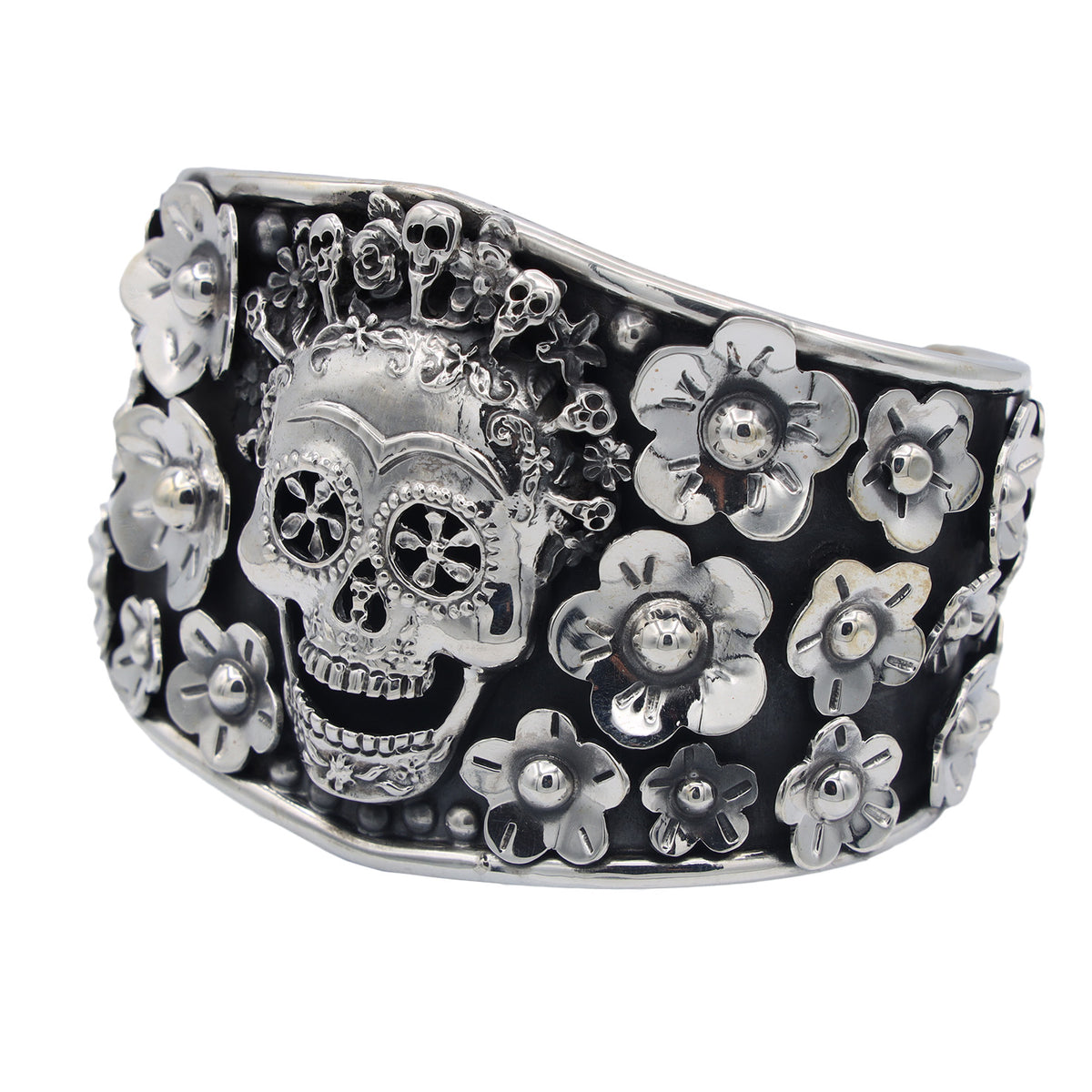Sterling Silver Calavera Cuff Bracelet