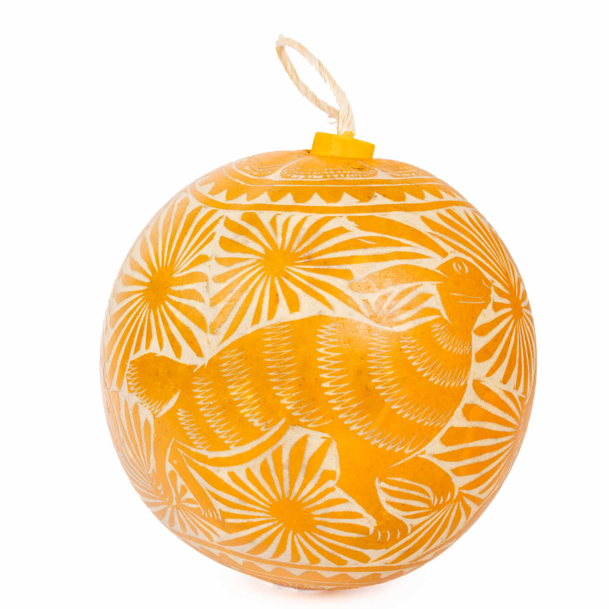 Jícara Natural Hand-Carved Round Christmas Ornament