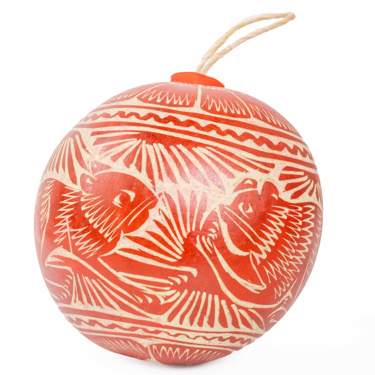 Jícara Natural Hand-Carved Round Christmas Ornament