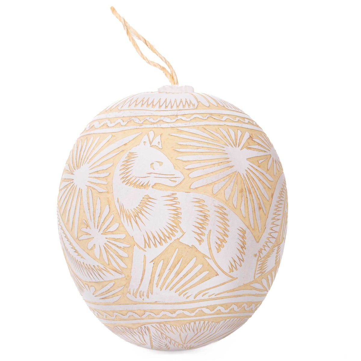 Jícara Natural Hand-Carved Round Christmas Ornament