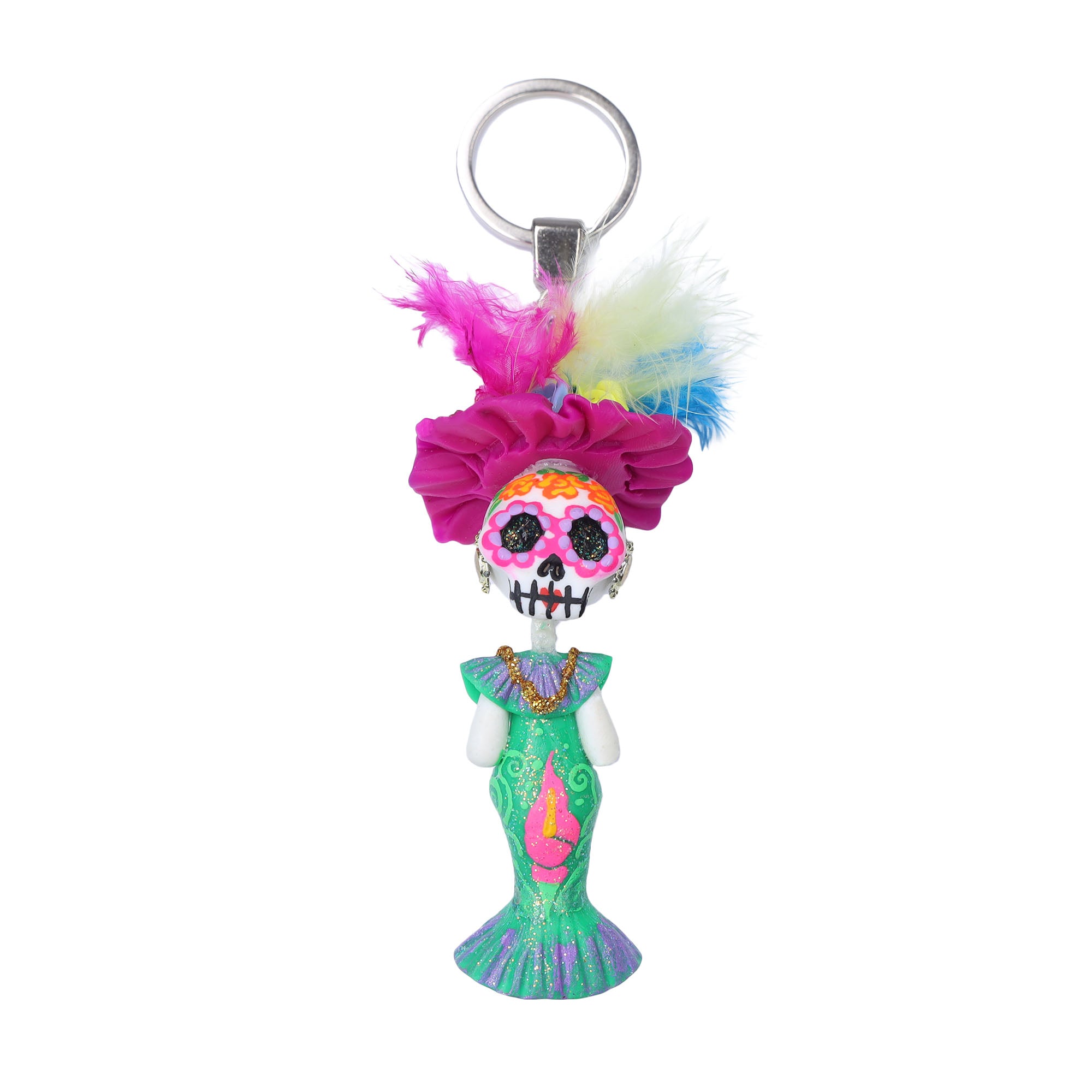 Cold Porcelain Clay Catrina Keychain