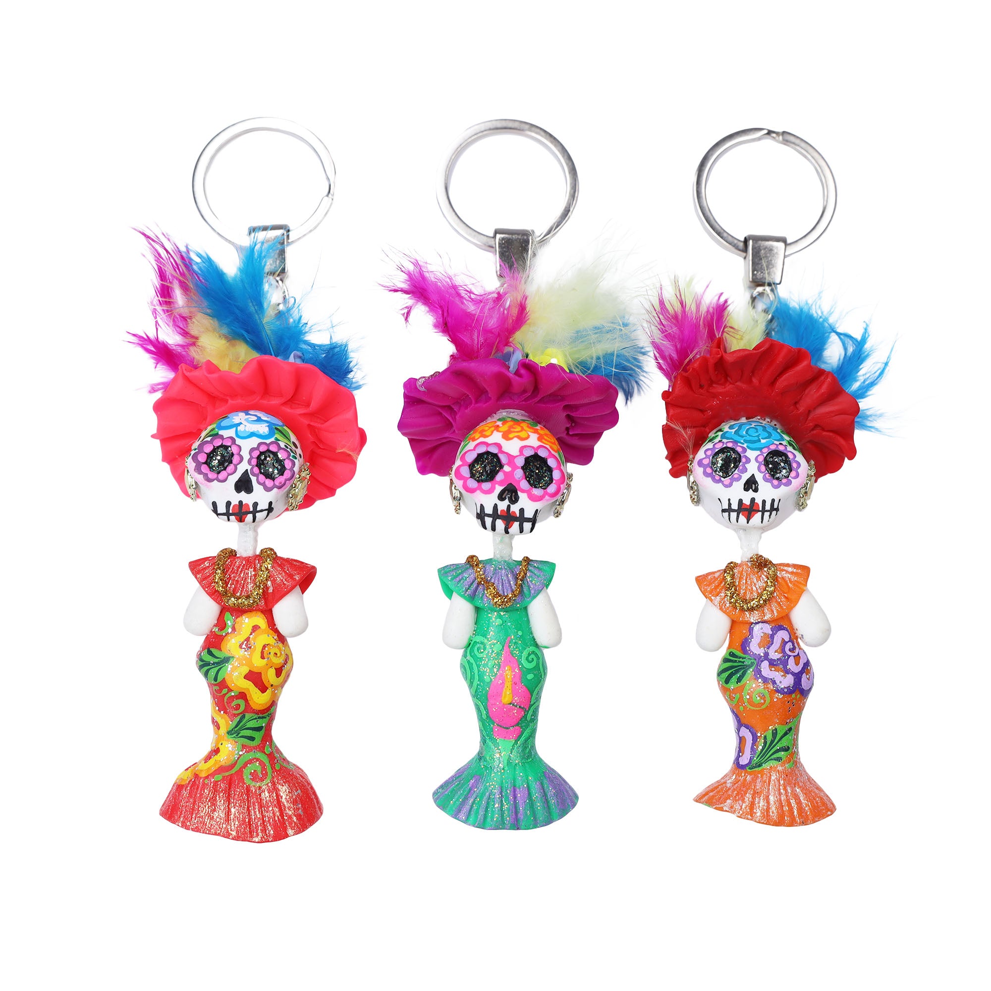 Cold Porcelain Clay Catrina Keychain