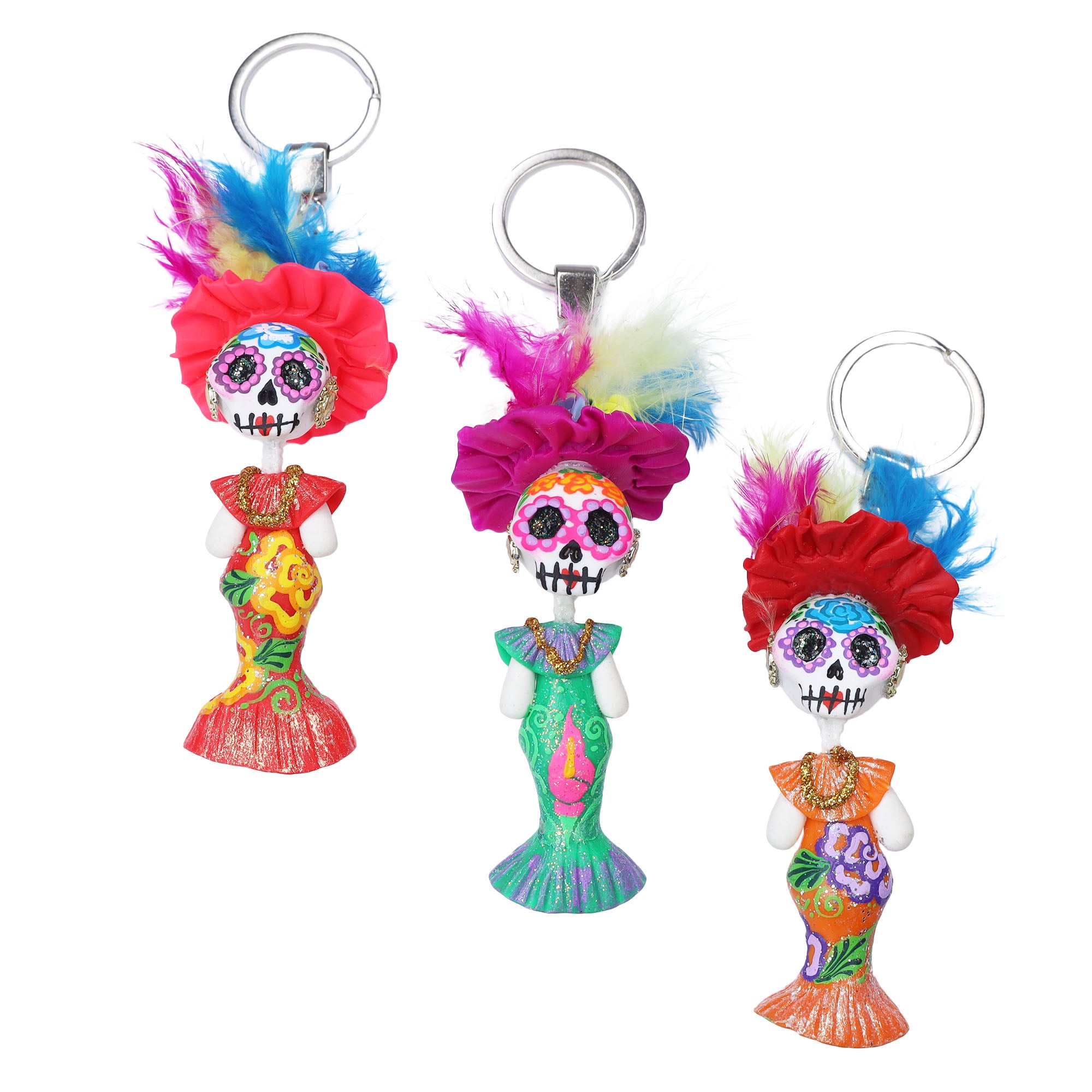 Cold Porcelain Clay Catrina Keychain