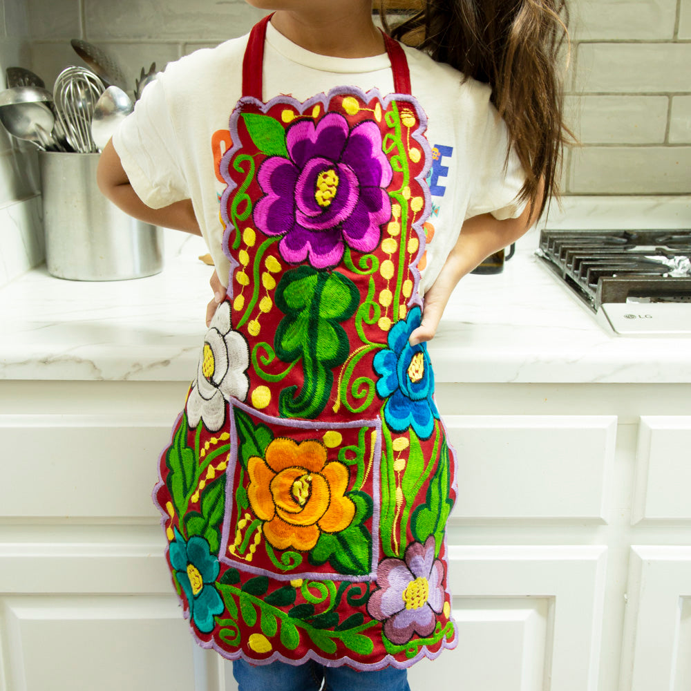 Kids Embroidered Floral Apron Kids Embroidered Floral Apron