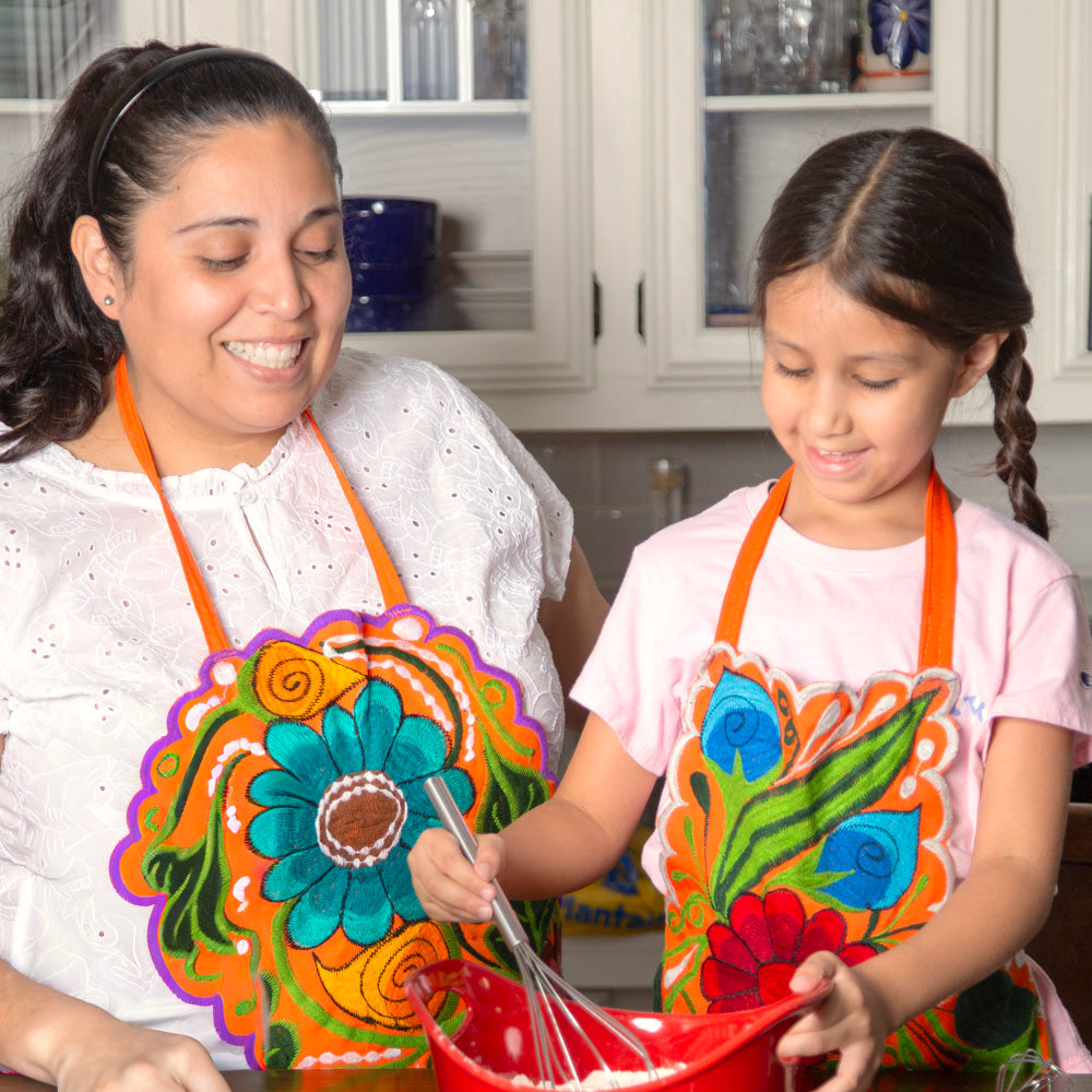 Kids Embroidered Floral Apron