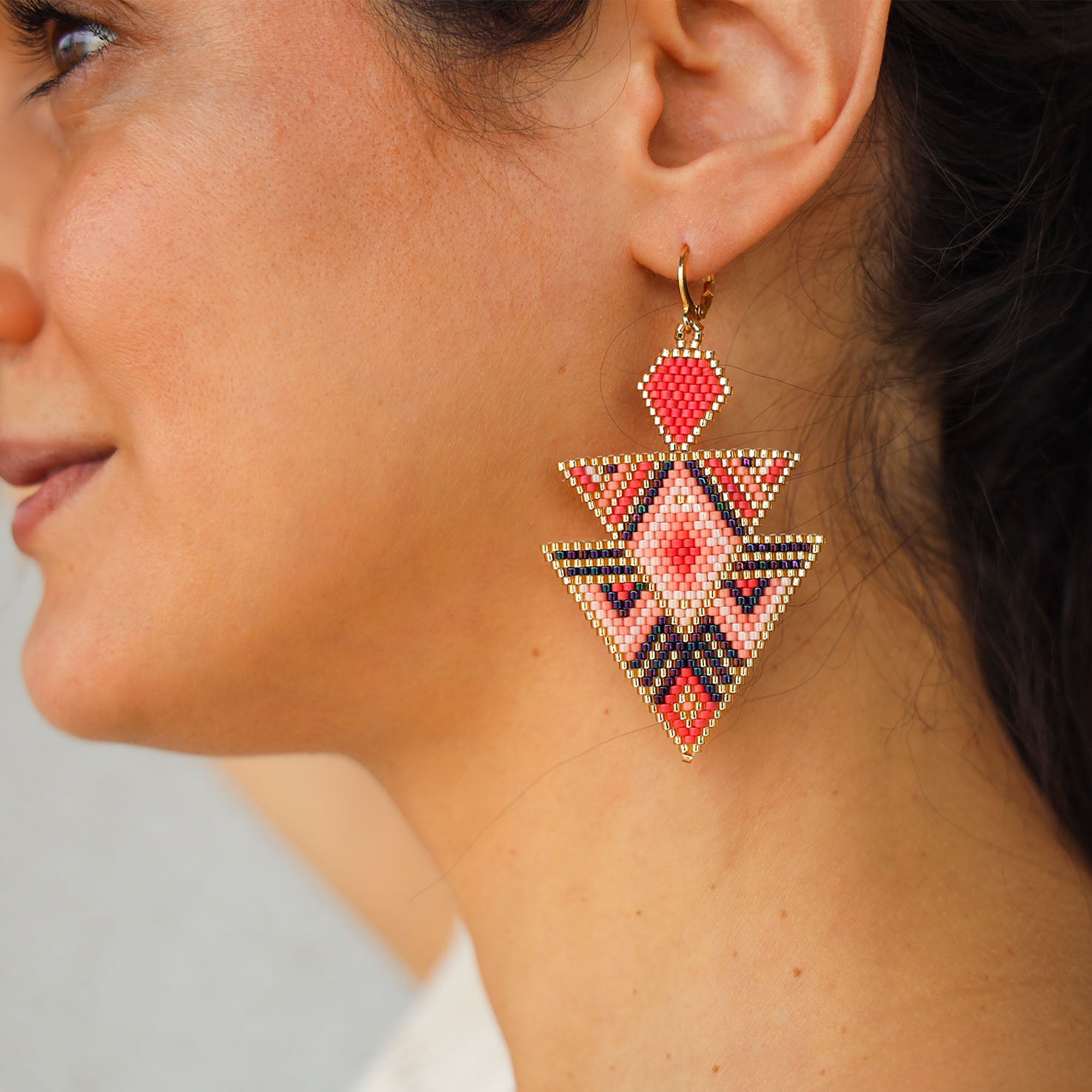 Vísi Wixárika Beaded Statement Earrings