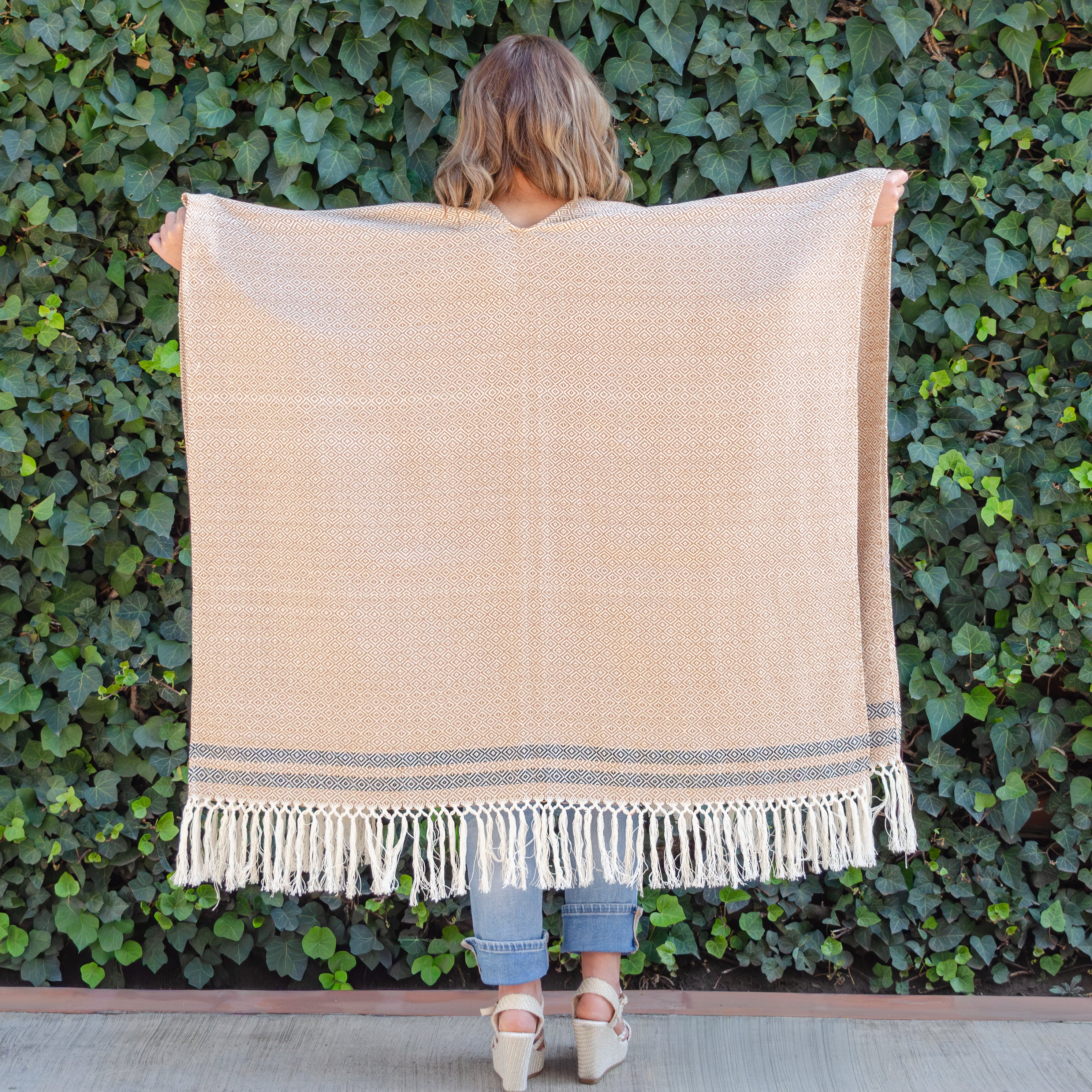 Pedal Loom Ruana, Long Cape