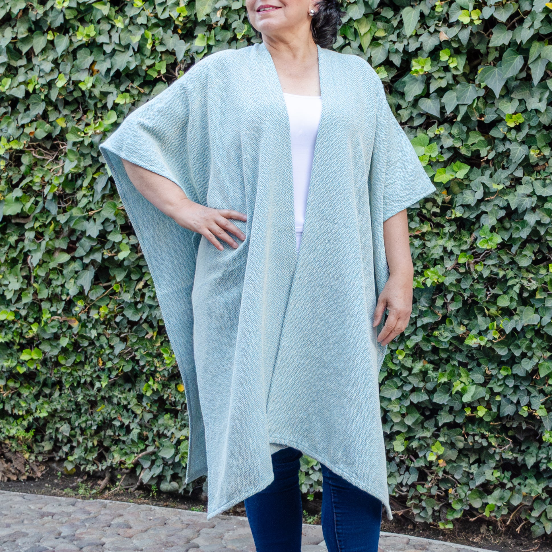 Pedal Loom Ruana, Long Cape