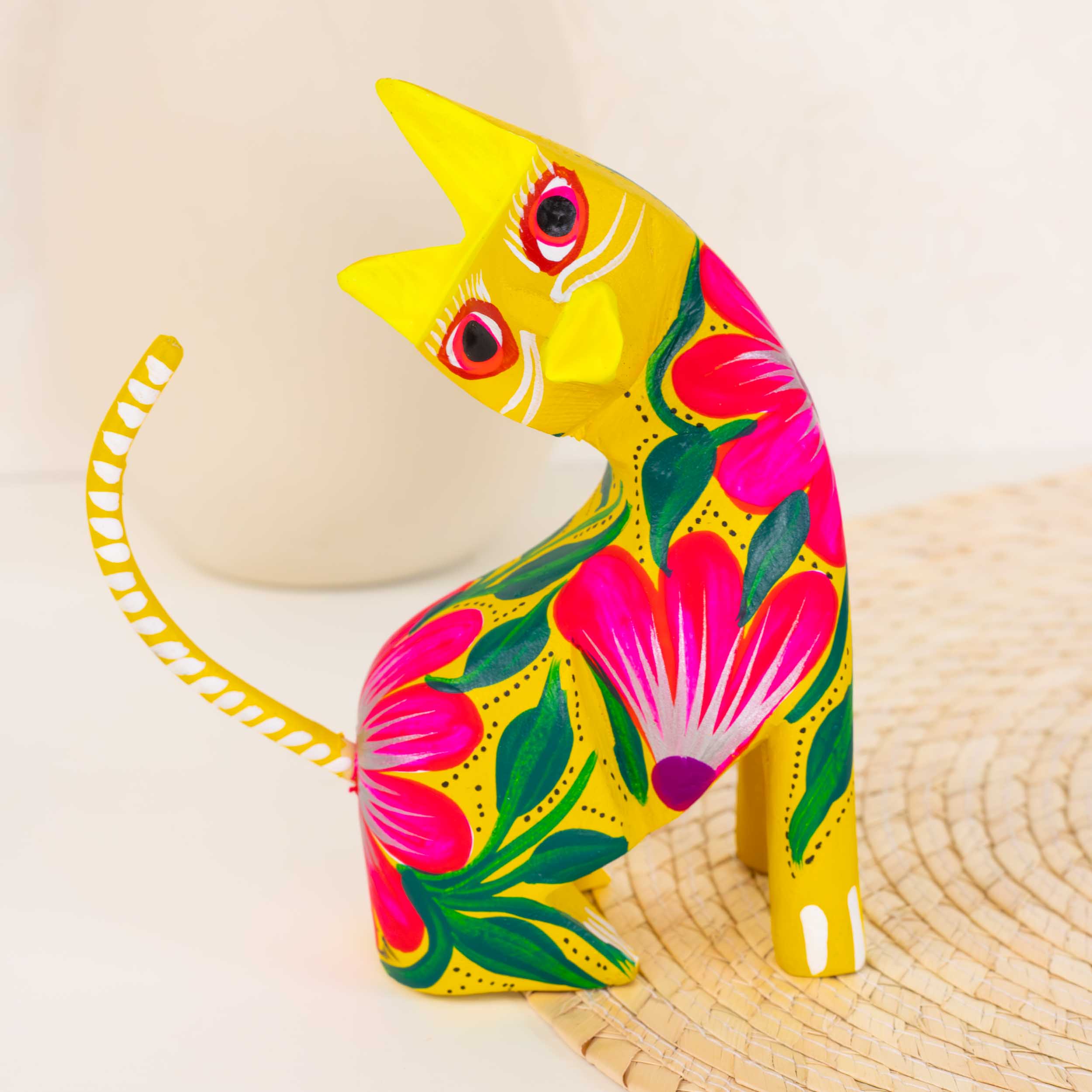 Hand Painted Neck Side Bend Cat | Lolo Mexican Mercadito