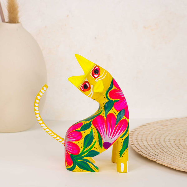 Hand Painted Neck Side Bend Cat | Lolo Mexican Mercadito