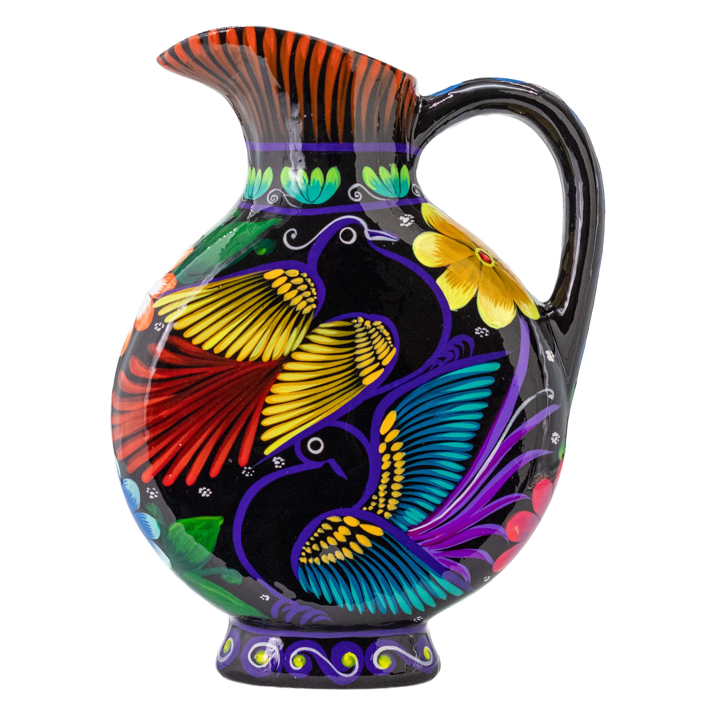 Large Hand-Painted Xalitla Clay Pitcher | Lolo Mexican Mercadito