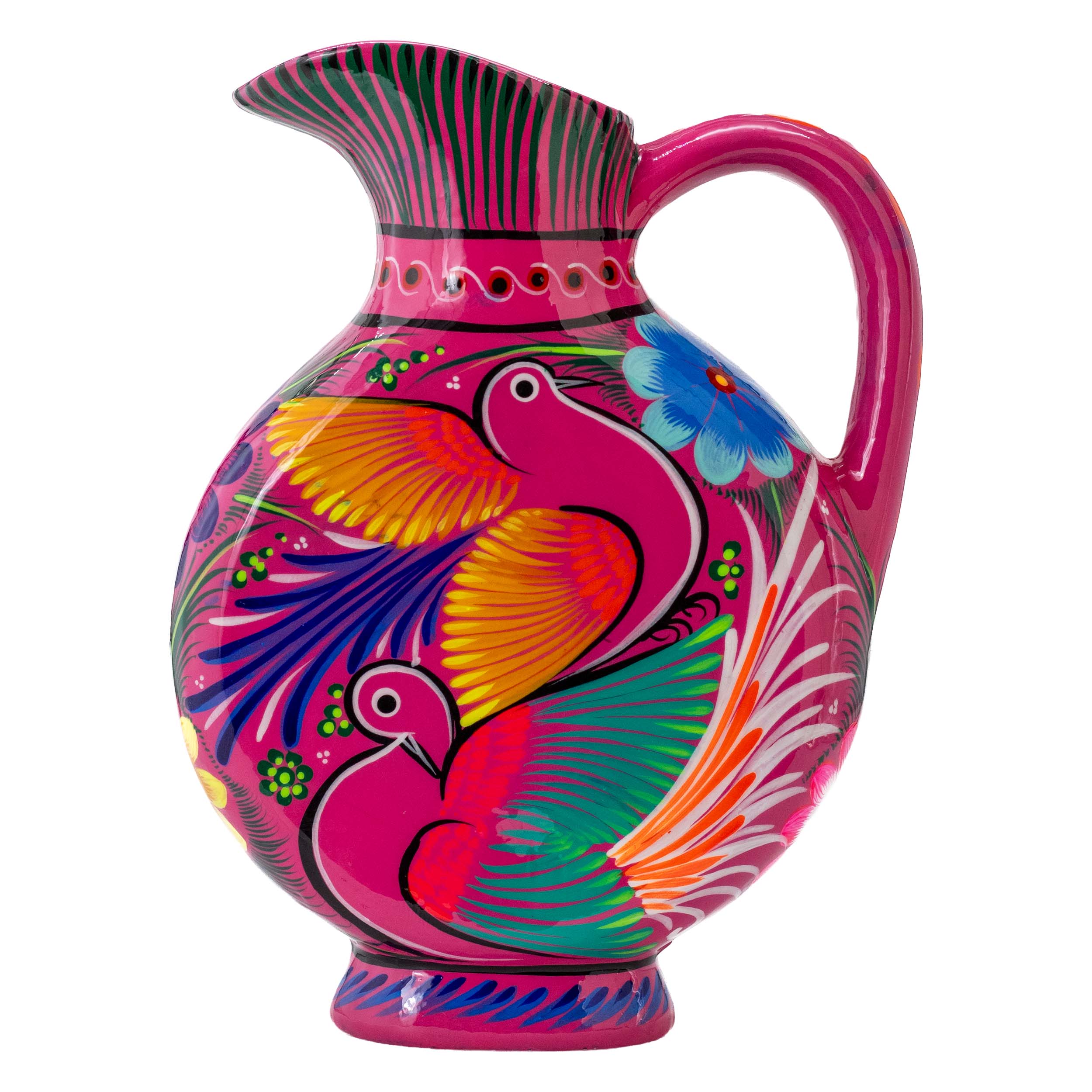 Large Hand-Painted Xalitla Clay Pitcher | Lolo Mexican Mercadito