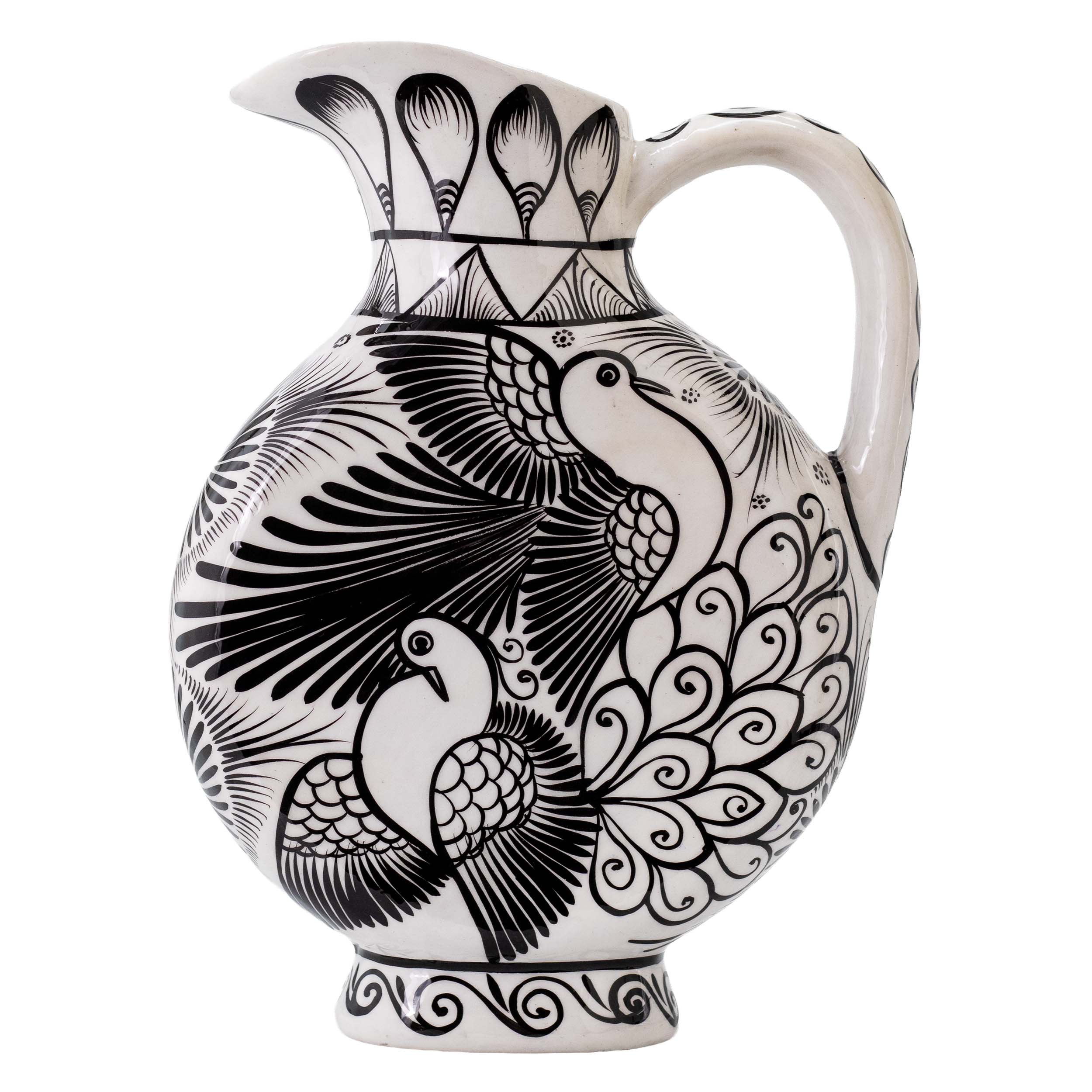 Large Hand-Painted Xalitla Clay Pitcher | Lolo Mexican Mercadito