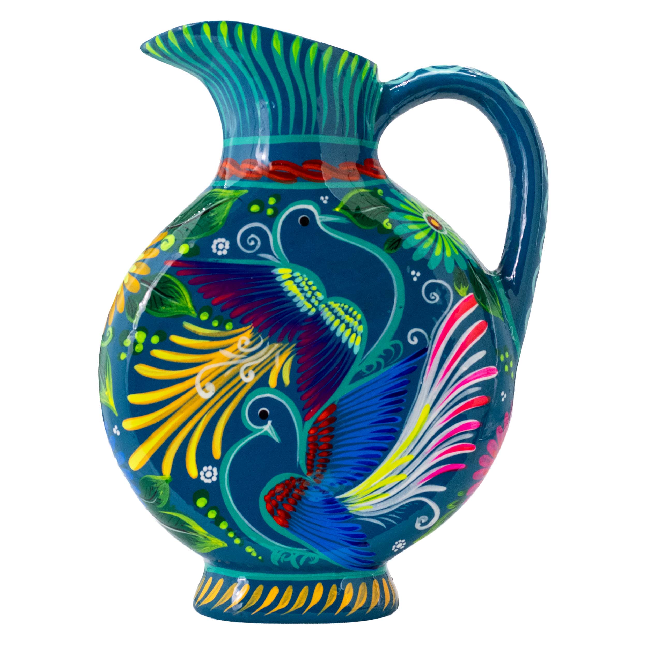 Large Hand-Painted Xalitla Clay Pitcher