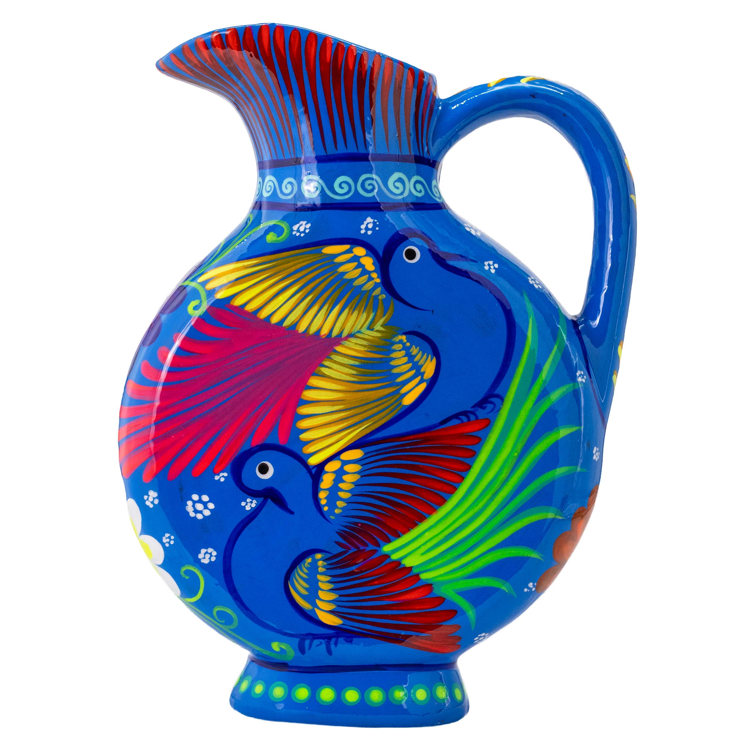 Large Hand-Painted Xalitla Clay Pitcher