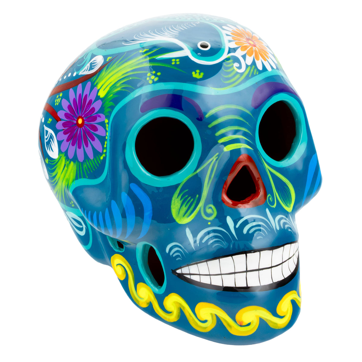 Large Hand Painted Xalitla Clay Sugar Skulls
