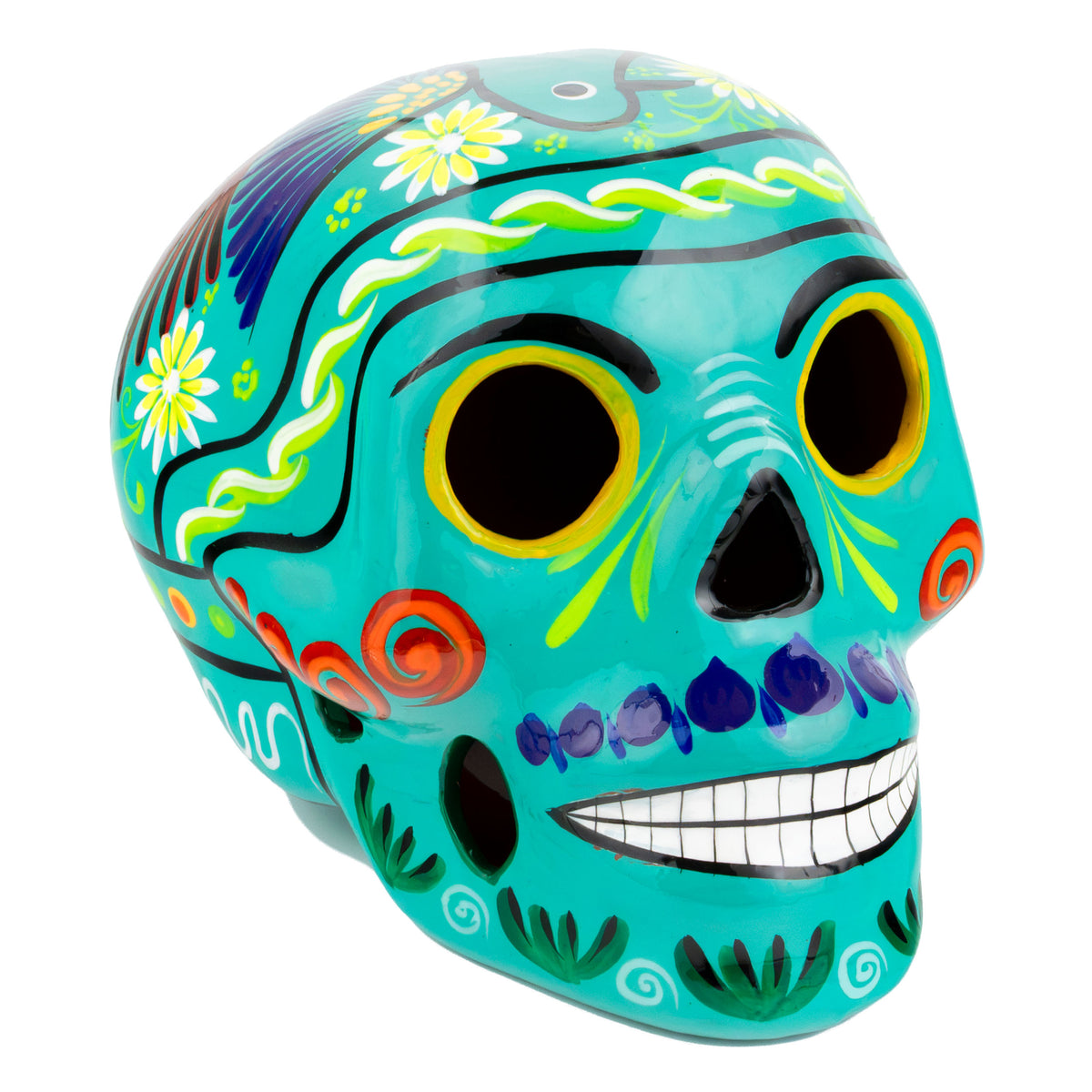 Large Hand Painted Xalitla Clay Sugar Skulls