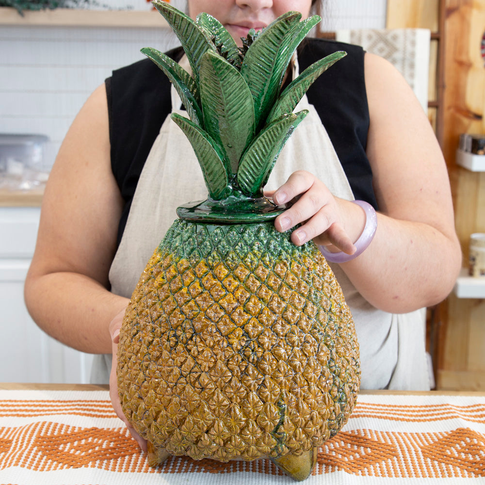 large pineapple shaped planter Piña Real 19" Decorative Pineapple Sculpture