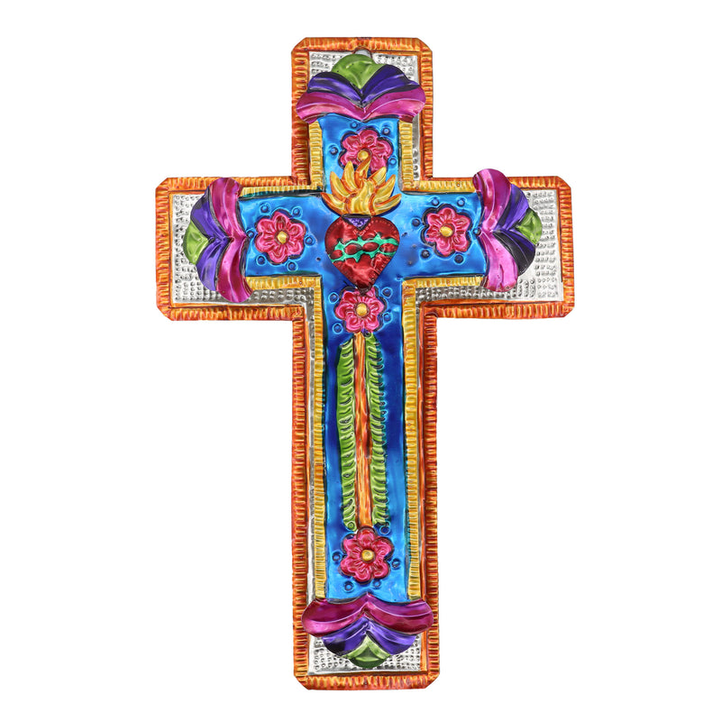 XL Tin Art Cross Wall Decor