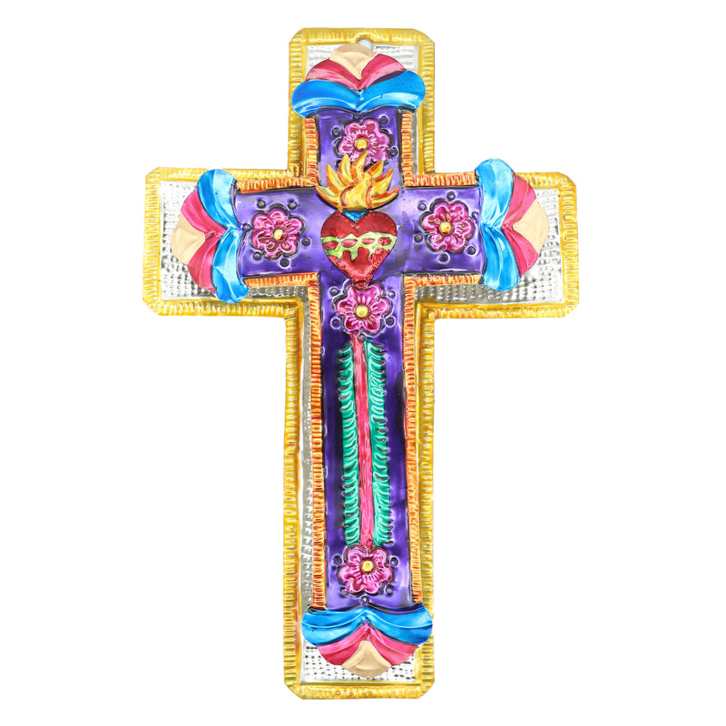 XL Tin Art Cross Wall Decor