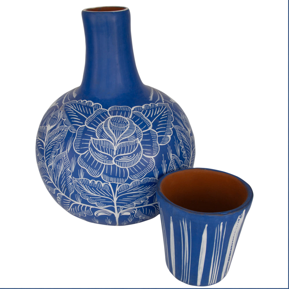 Huancito Large Floral Decanter & Cup Set