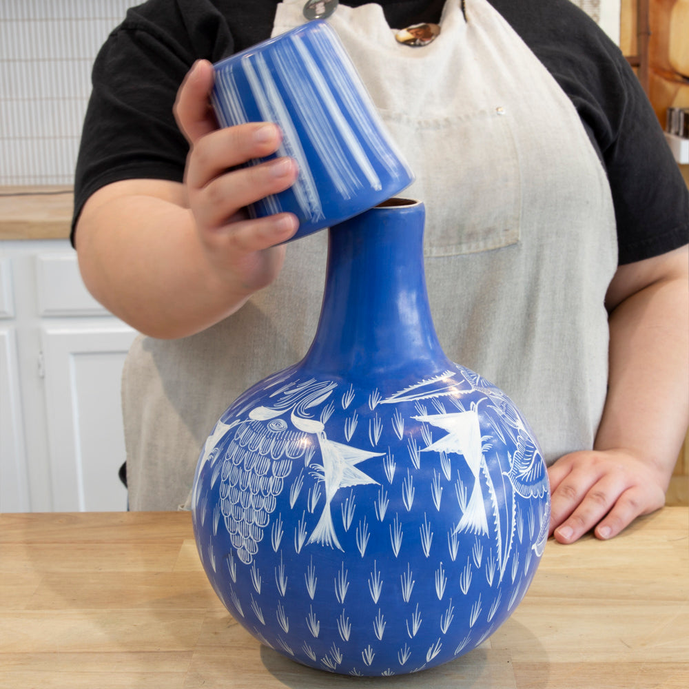 Huancito Large Floral Decanter & Cup Set
