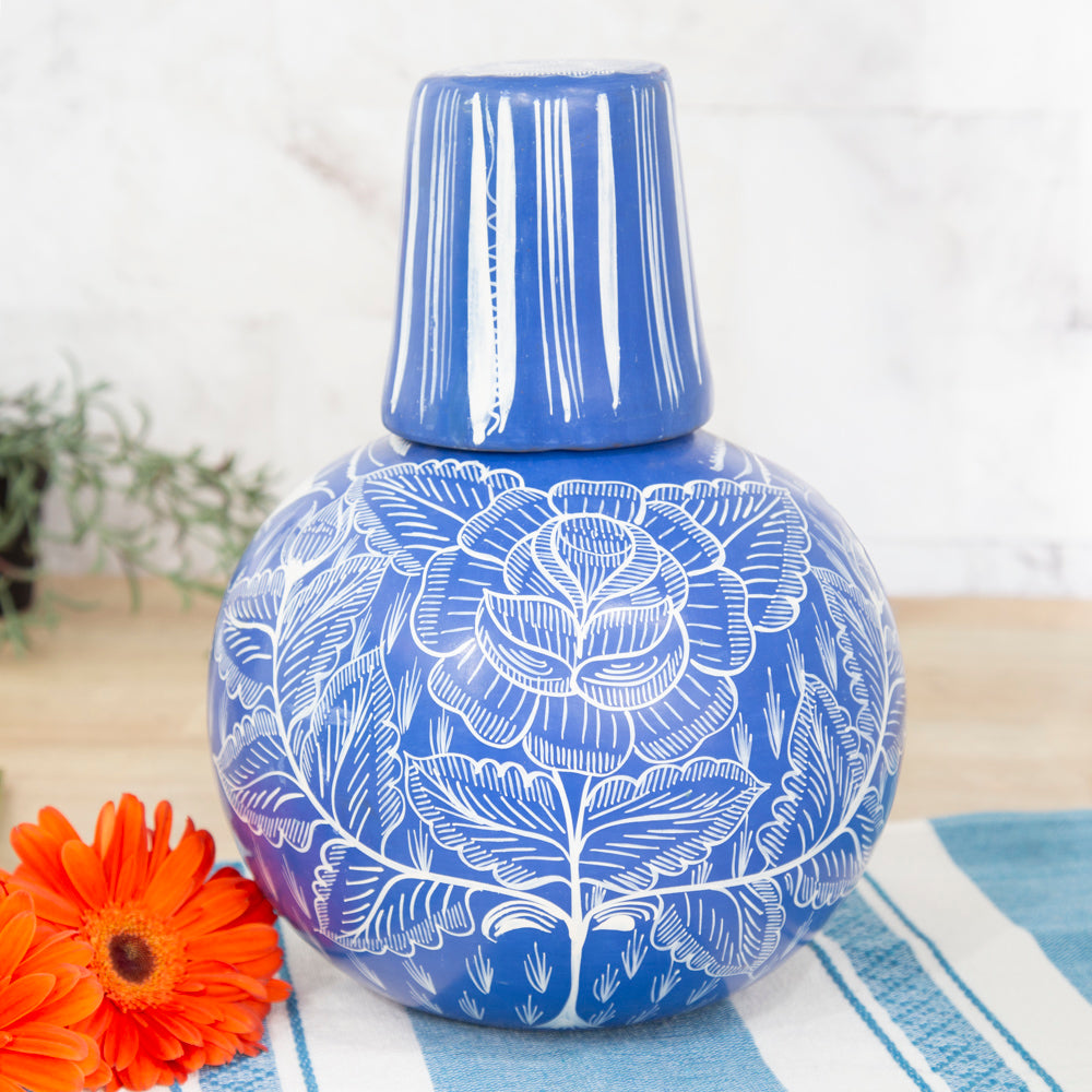Huancito Large Floral Decanter & Cup Set