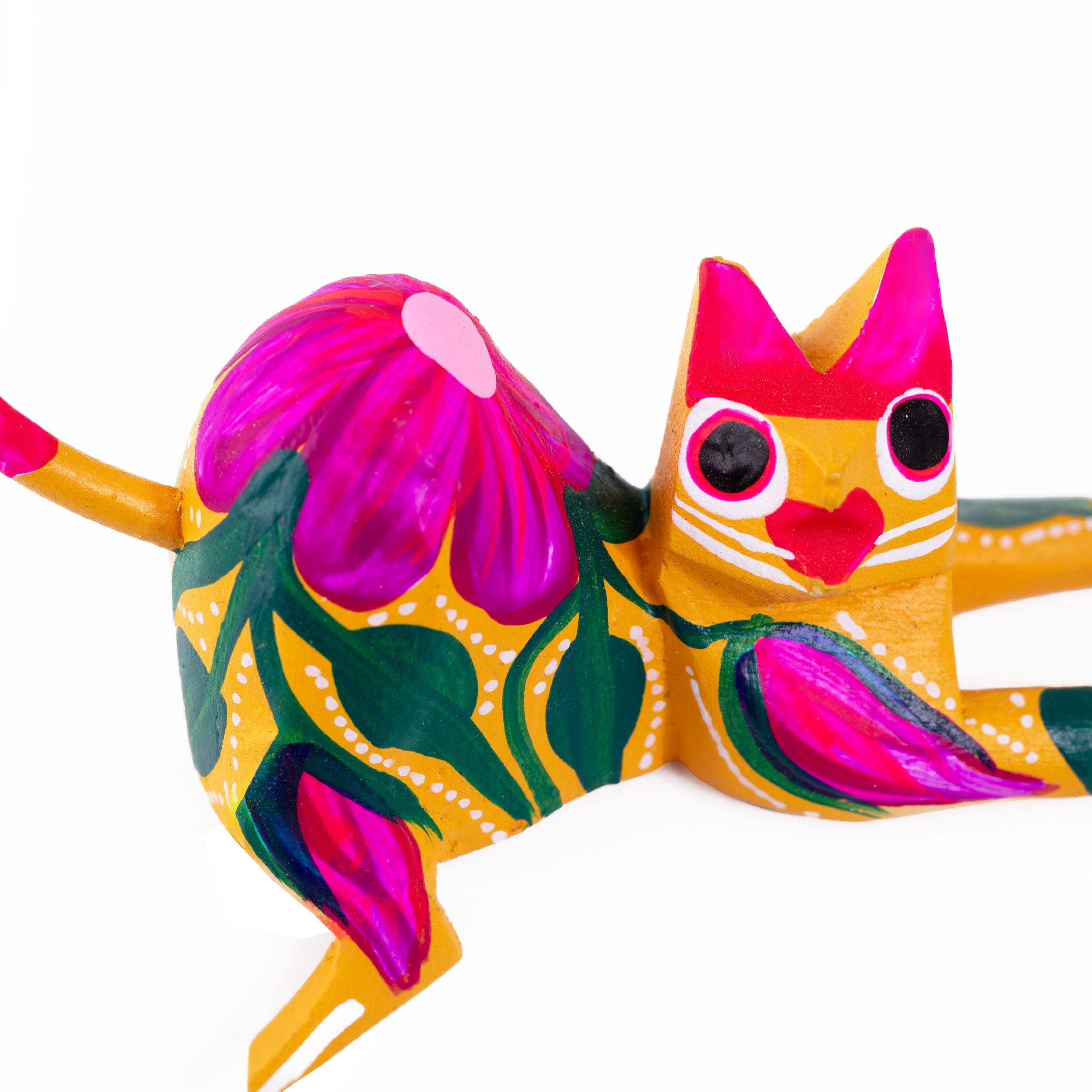 Hand Painted and Carved Hanging Cat Wooden Figurine Alebrije