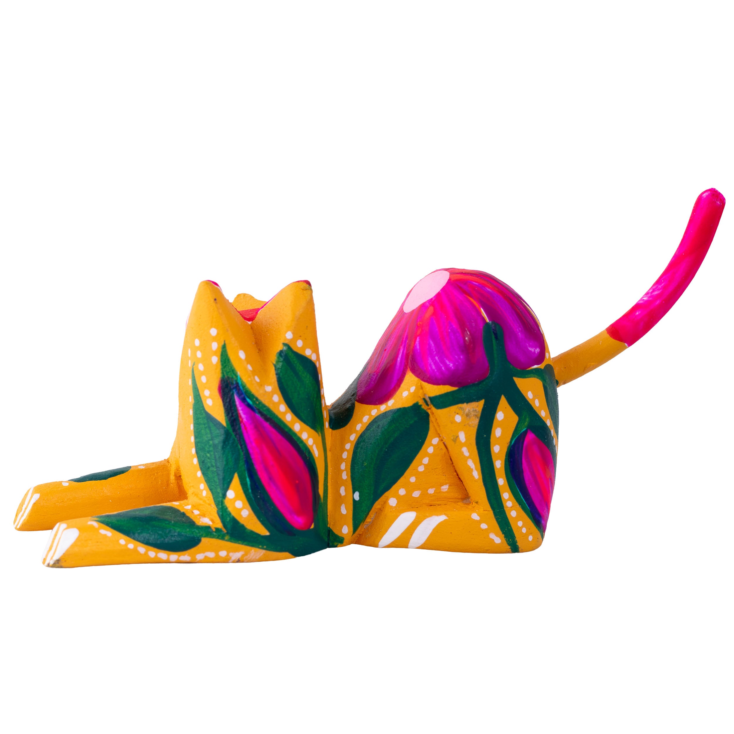 Hand Painted and Carved Hanging Cat Wooden Figurine Alebrije
