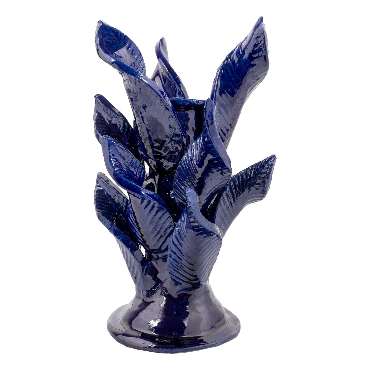 Blue Pineapple Swirling Leaves Candle Holder